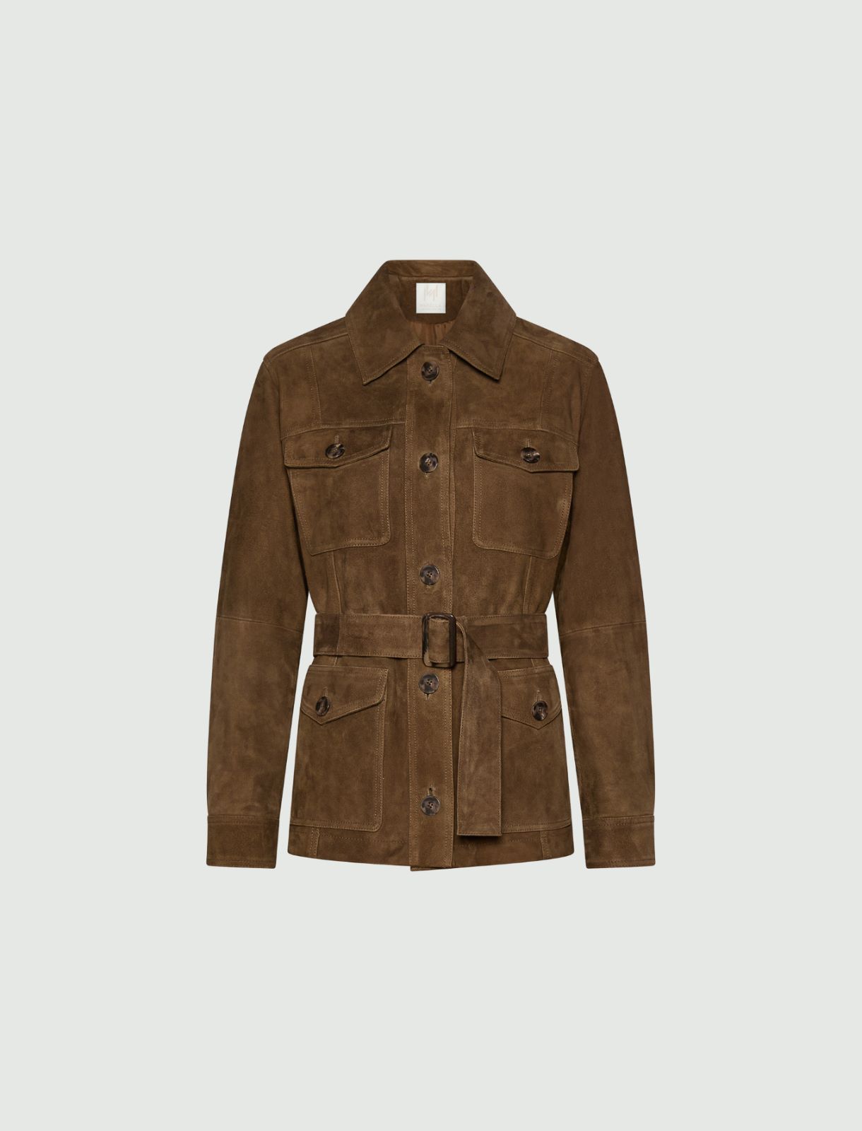 Giacca camicia in suede e pelle - VERDE OLIO - Marella