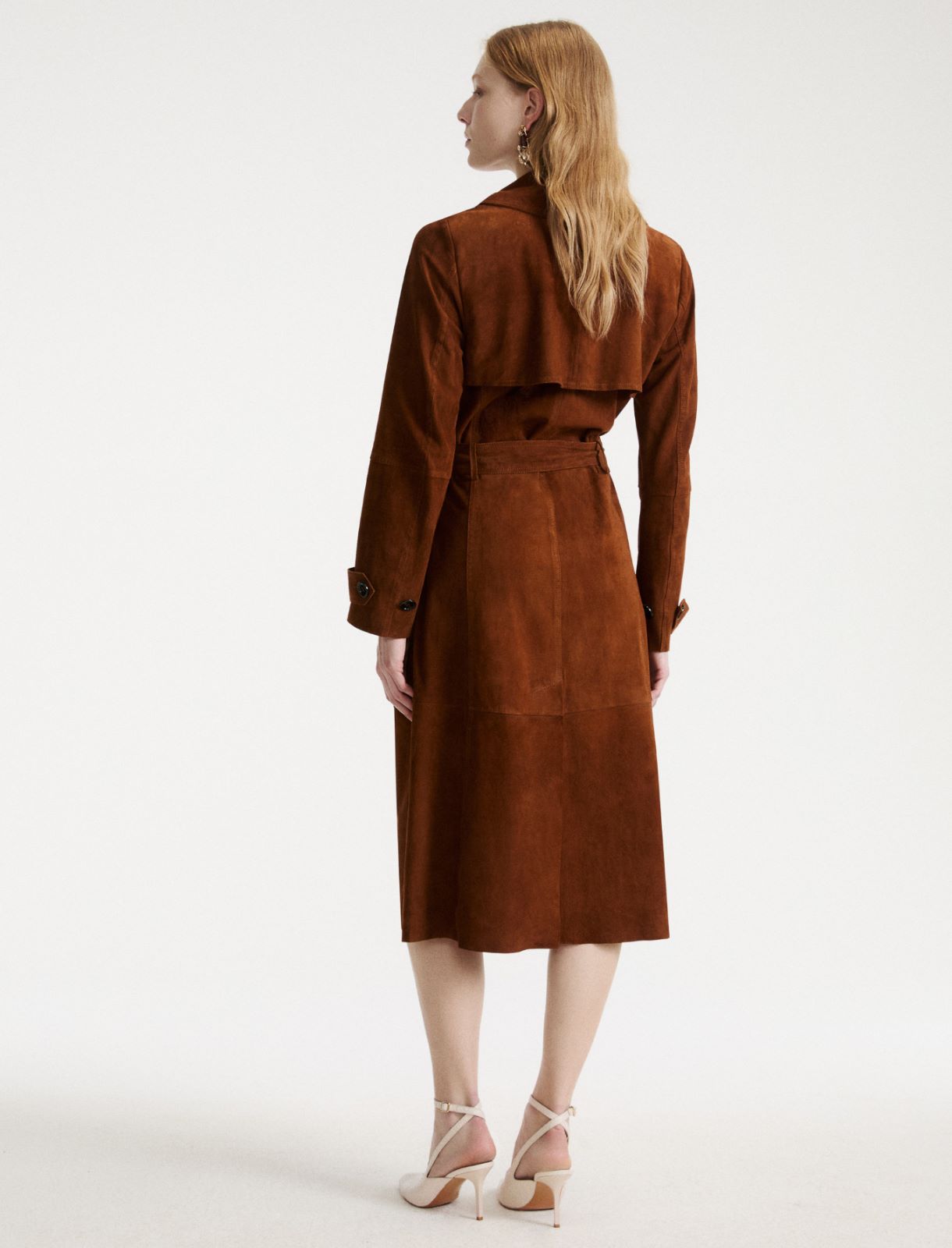 Suede trench coat - COGNAC - Marella - 3