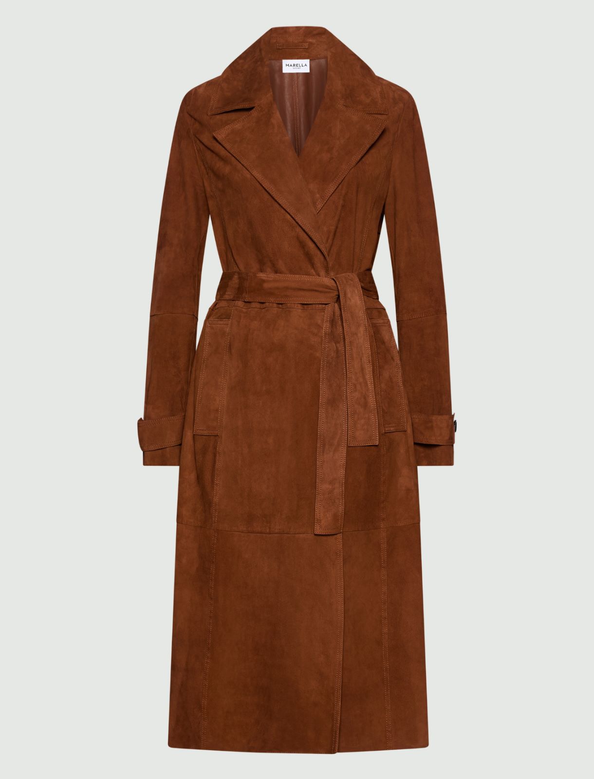 Suede trench coat - COGNAC - Marella