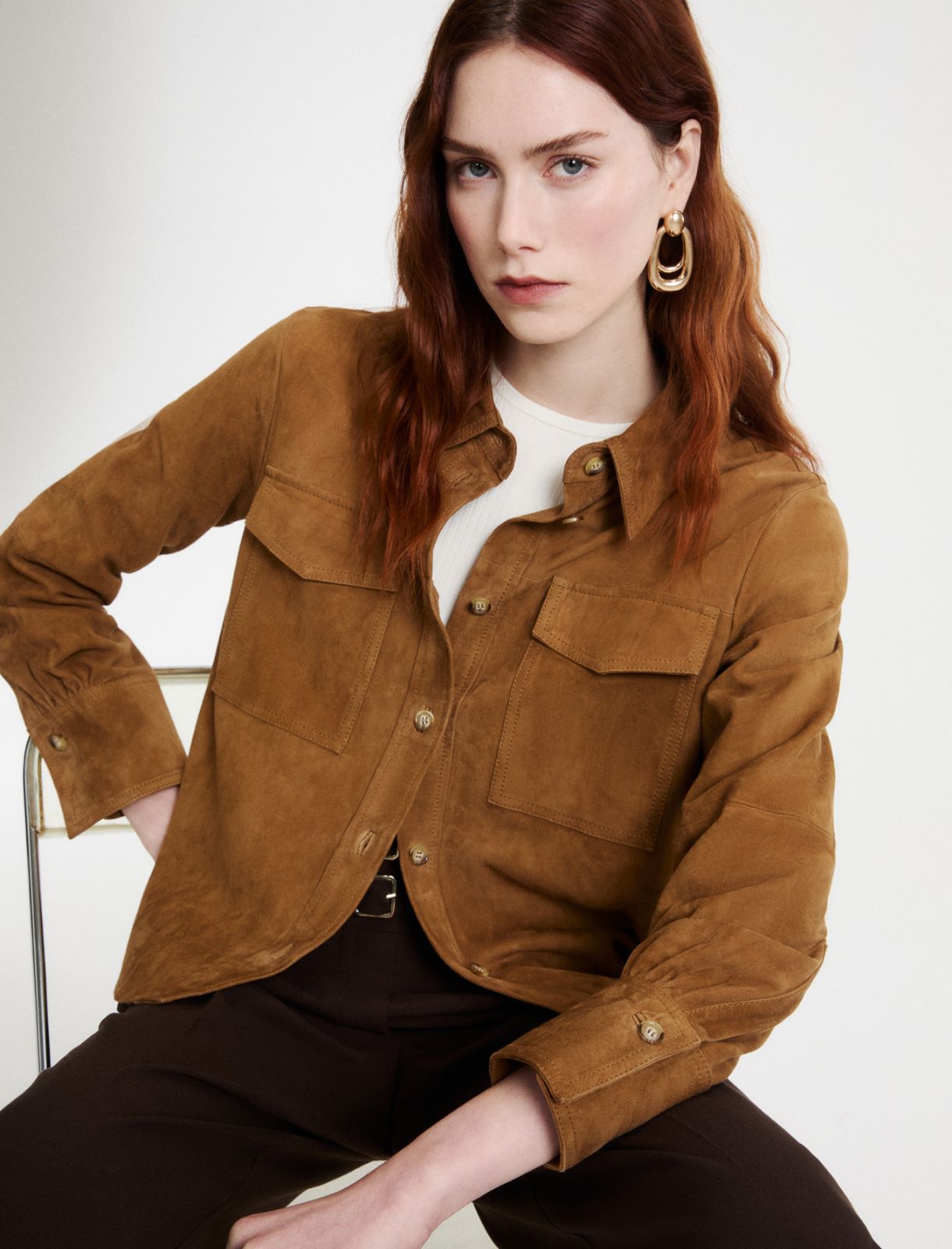 Suede shirt - OCHRE - Marella - 4
