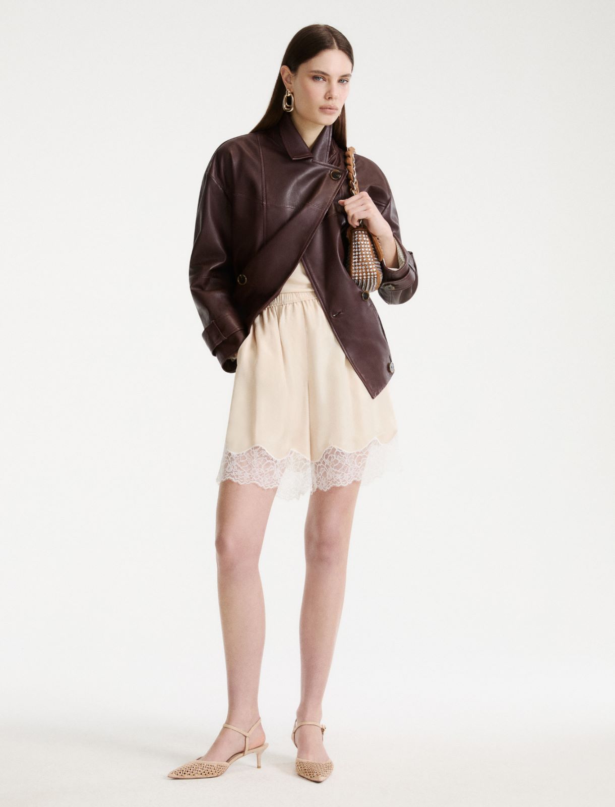 Leather pea coat - BORDEAUX - Marella - 2