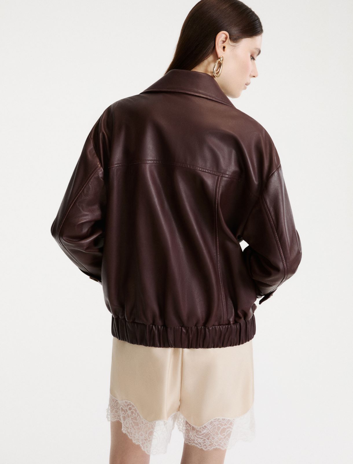 Leather pea coat - BORDEAUX - Marella - 3