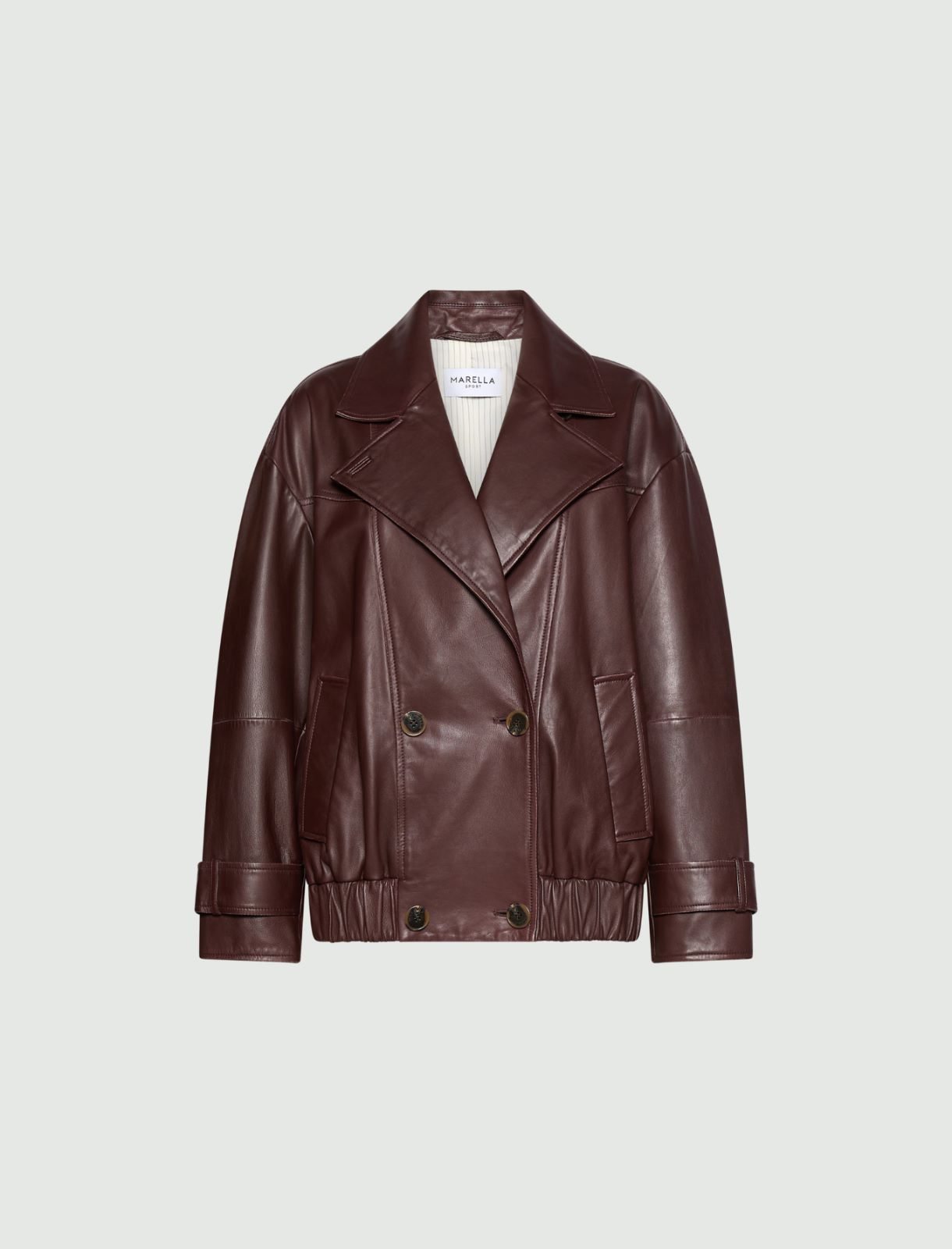 Leather pea coat - BORDEAUX - Marella