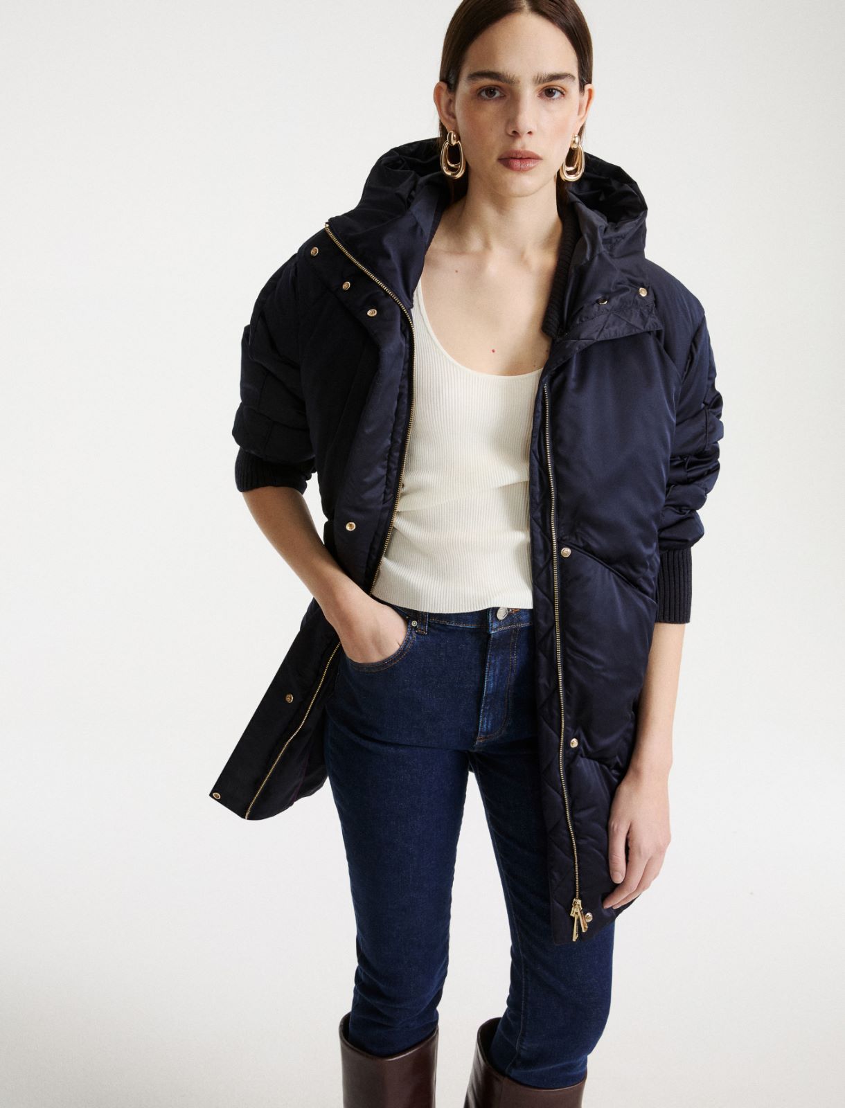 Daunenjacke aus glänzendem Satin - NACHTBLAU - Marella - 5