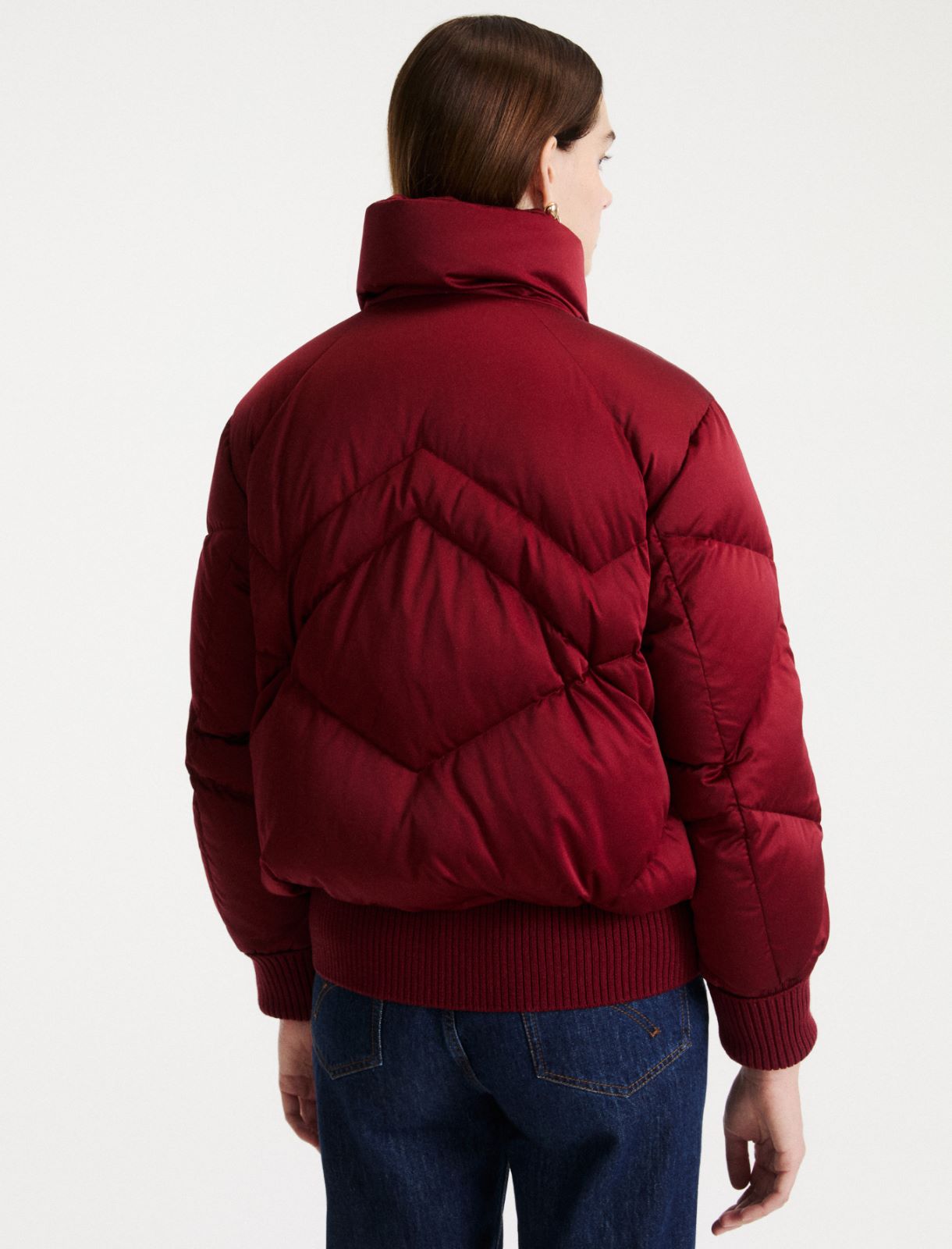 Chaqueta bomber de plumón en satén brillante - GRANATE - Marella - 3