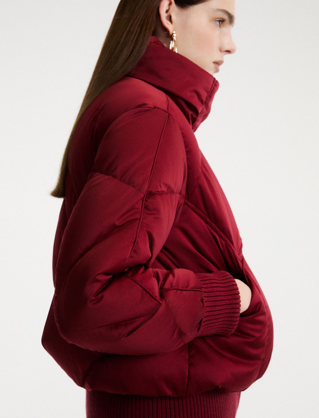 Chaqueta bomber de plumón en satén brillante - GRANATE - Marella - 5