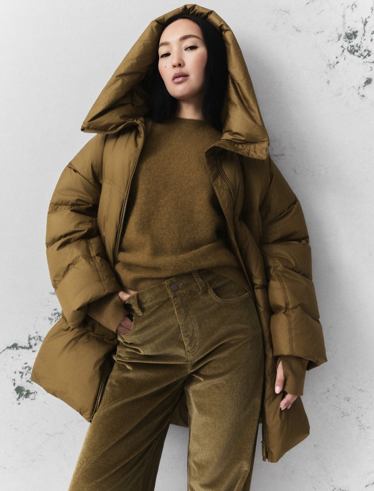 Lange Cocoon-Daunenjacke - OELGRUEN - Marella - 4