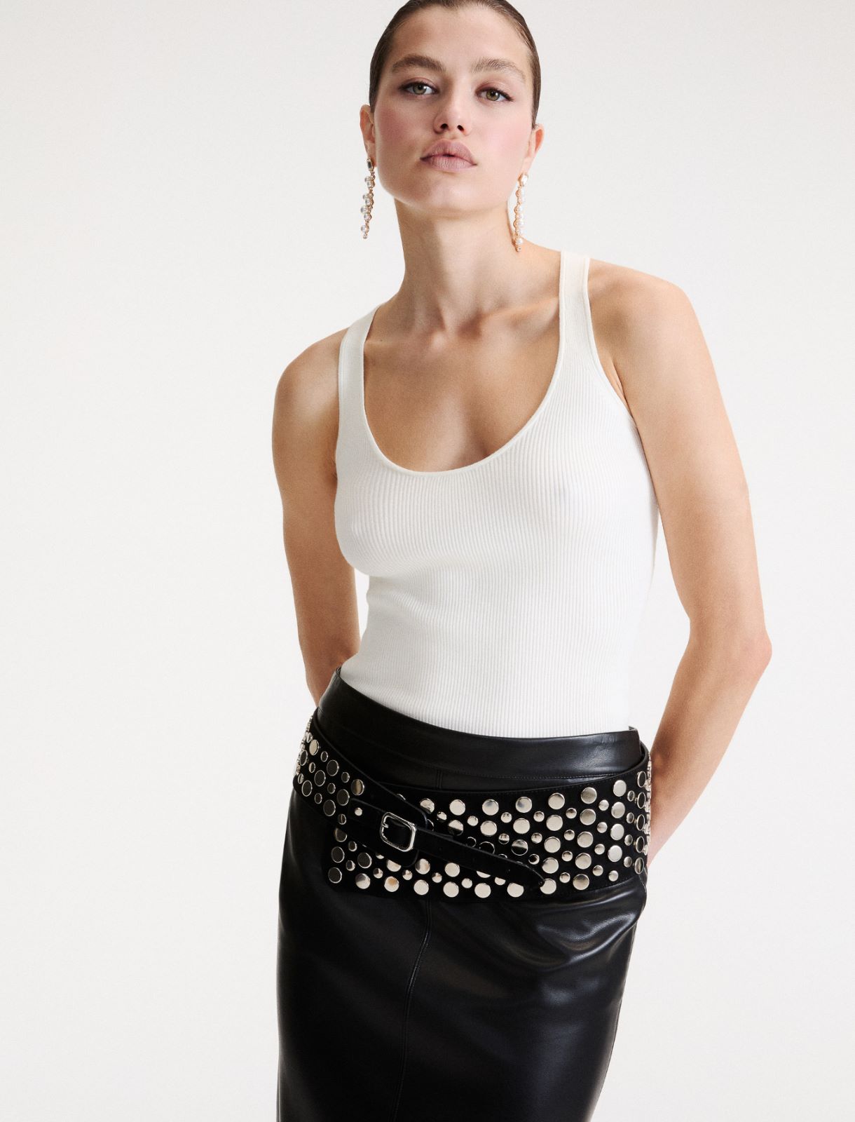 Studded high belt - BLACK - Marella - 3