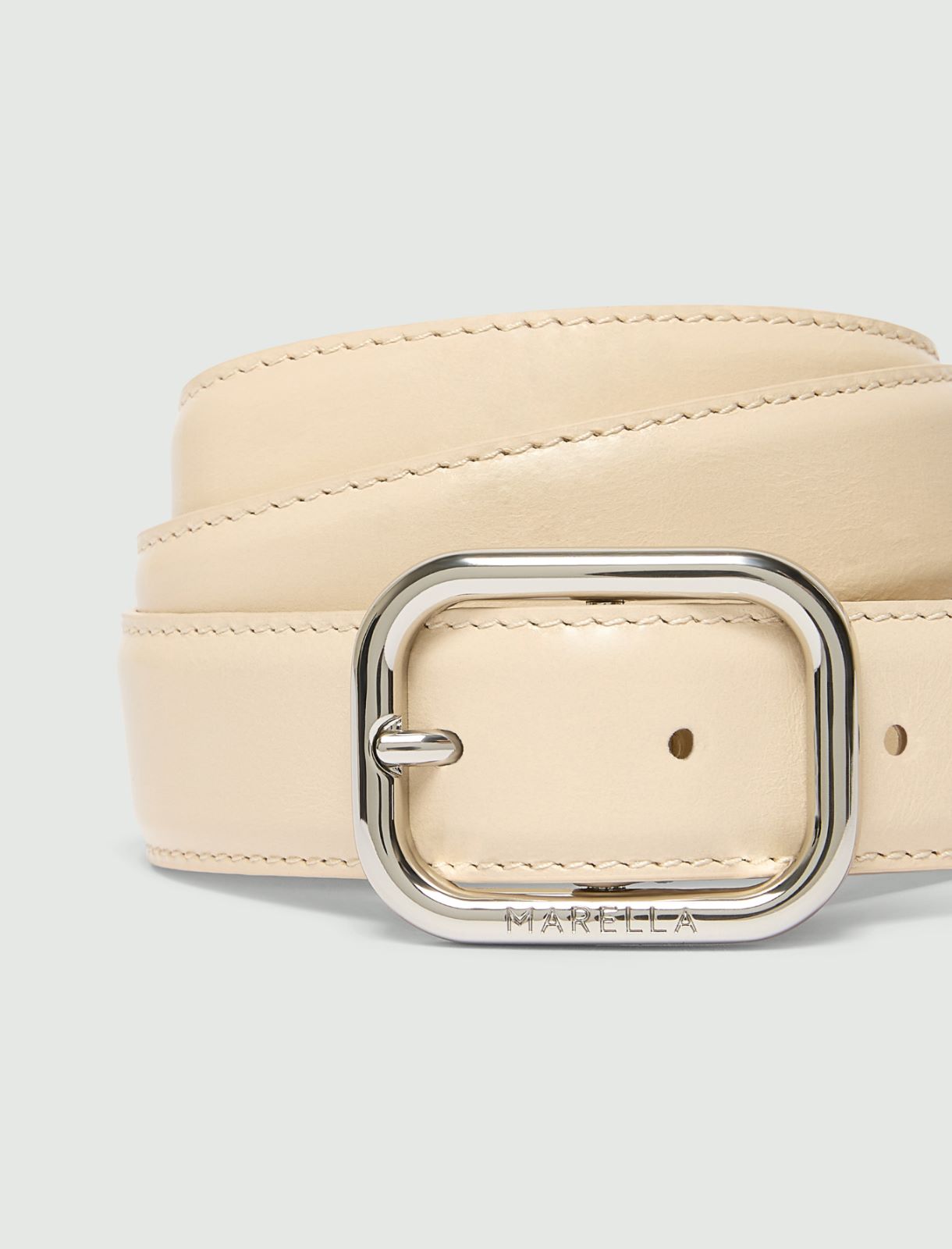 Antiqued polished leather belt - TURTLEDOVE - Marella - 2