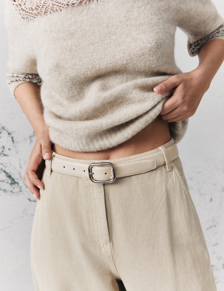 Antiqued polished leather belt - Marella