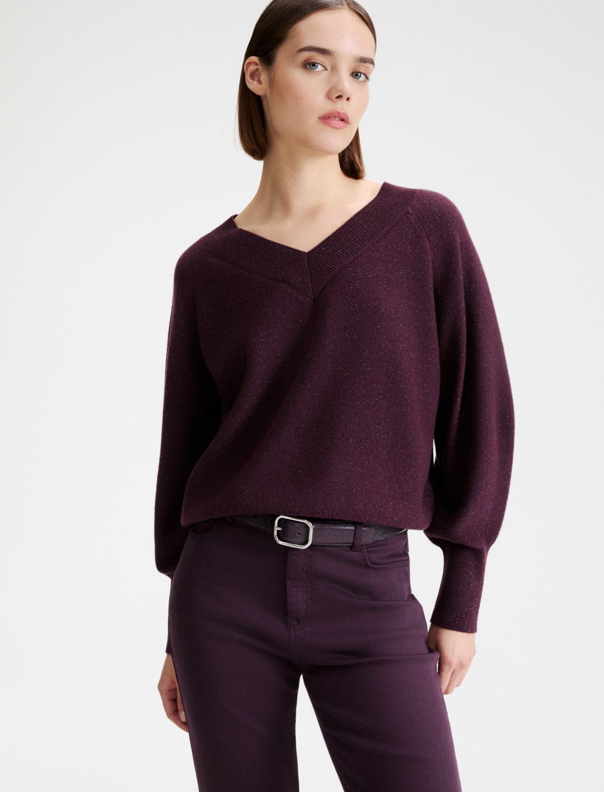 Antiqued polished leather belt - BLACKBERRY - Marella - 3