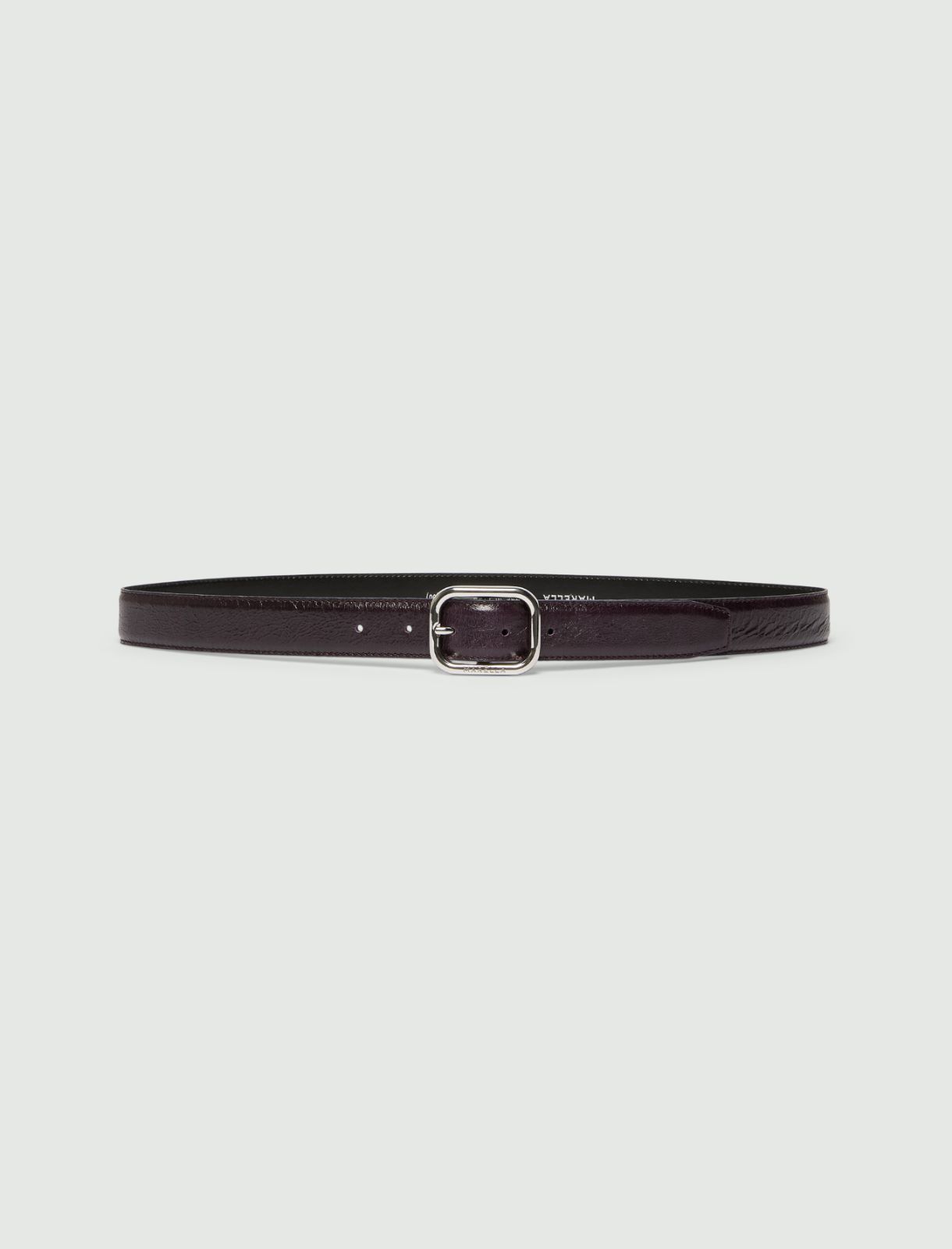 Antiqued polished leather belt - BLACKBERRY - Marella