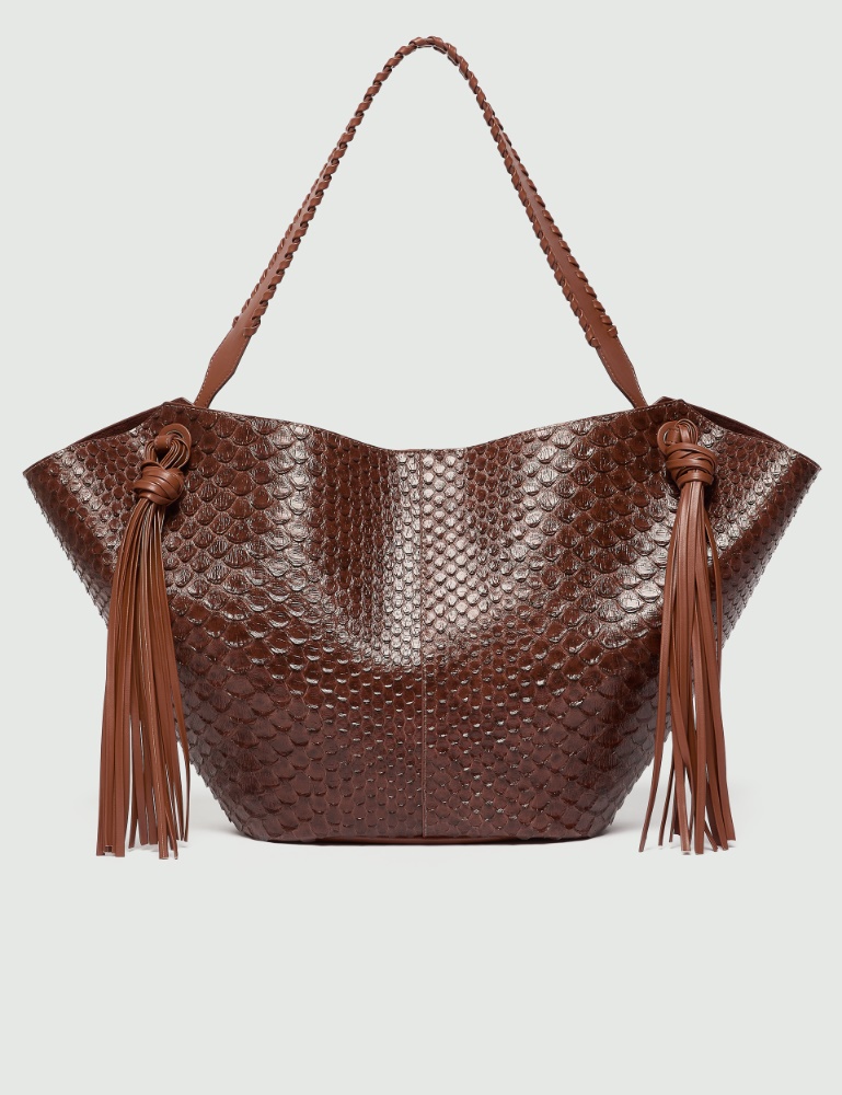 Shopper mit Reptil-Print und Maxi-Quasten - Marella