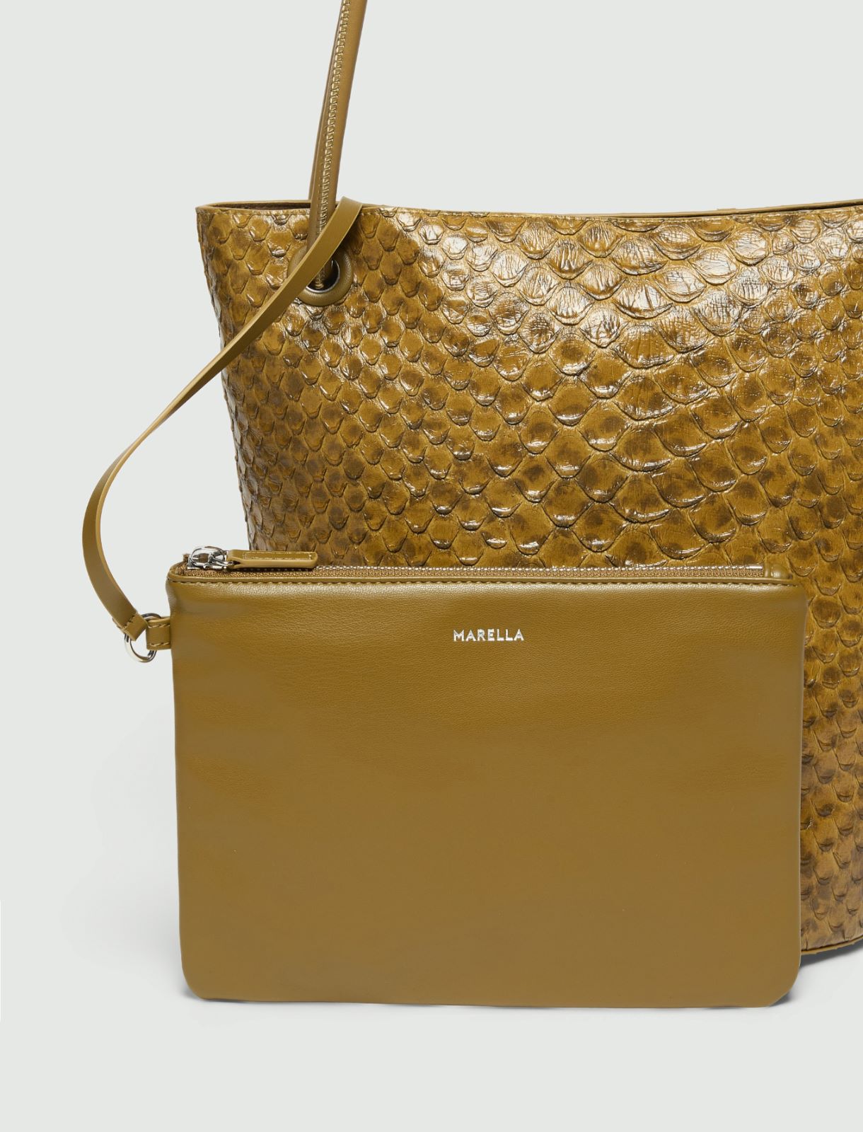 Reptile-print medium bucket bag - OIL GREEN - Marella - 3