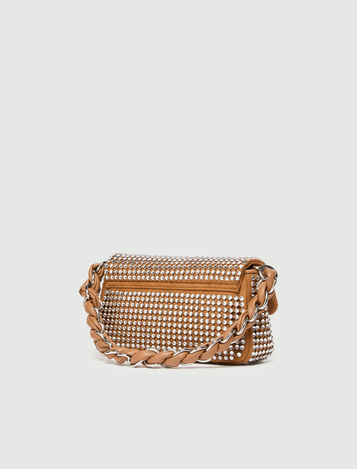 Medium Le Muse bag in laser-cut suede with rhinestones - TOBACCO - Marella - 2