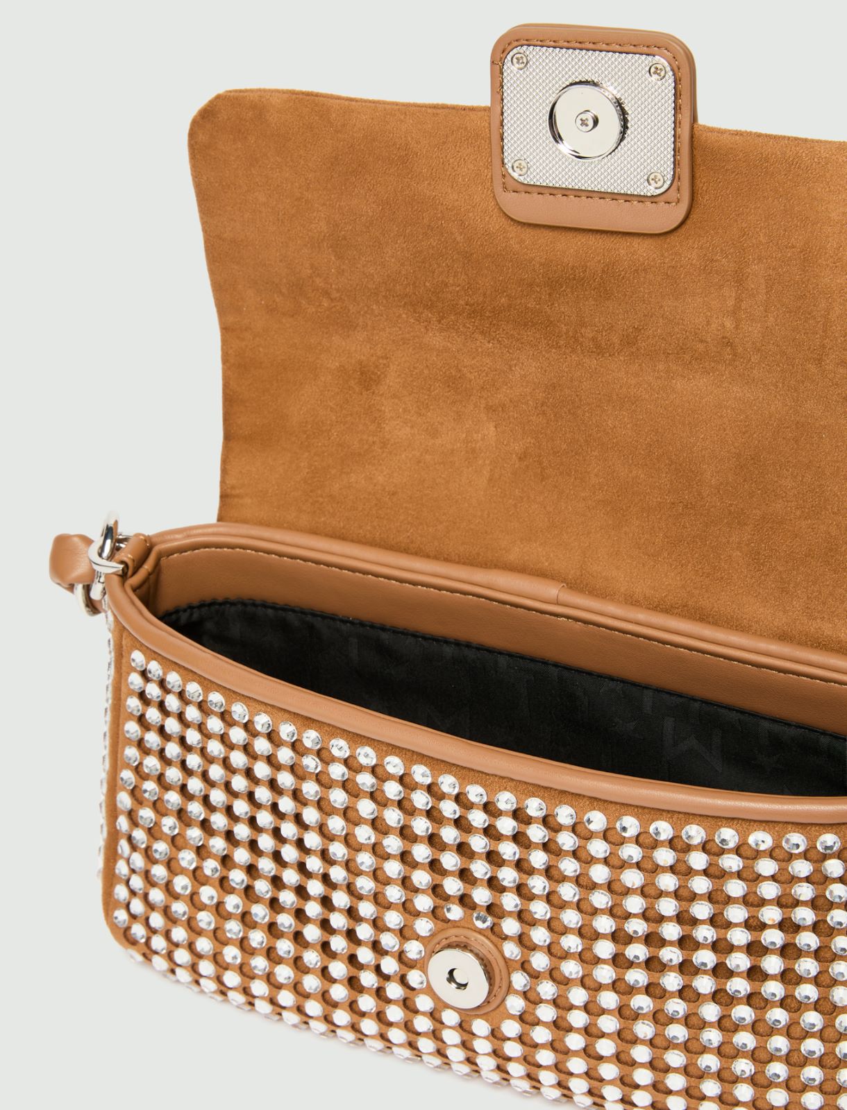 Medium Le Muse bag in laser-cut suede with rhinestones - TOBACCO - Marella - 5