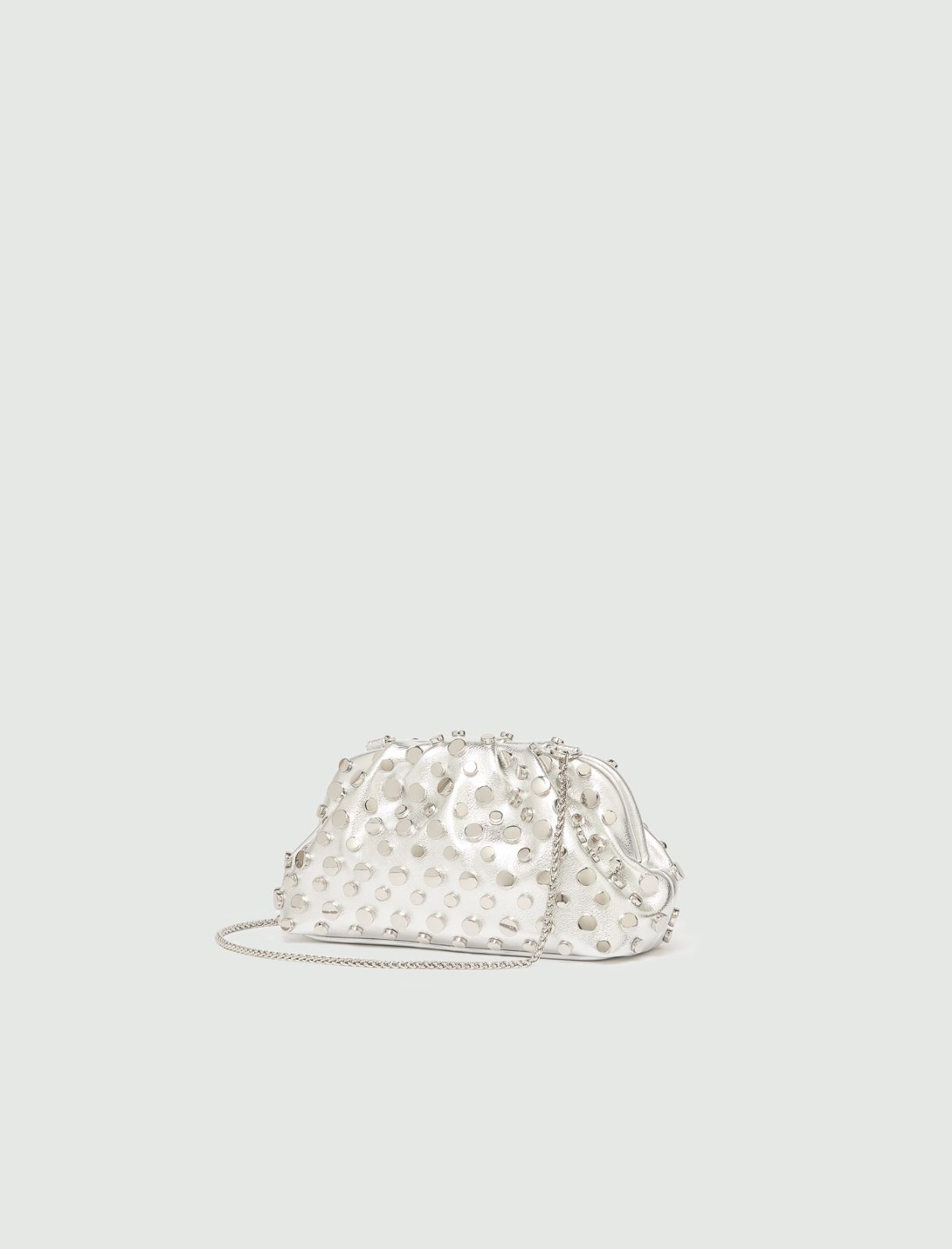 Small deerskin-effect clutch bag with studs - SILVER - Marella - 2
