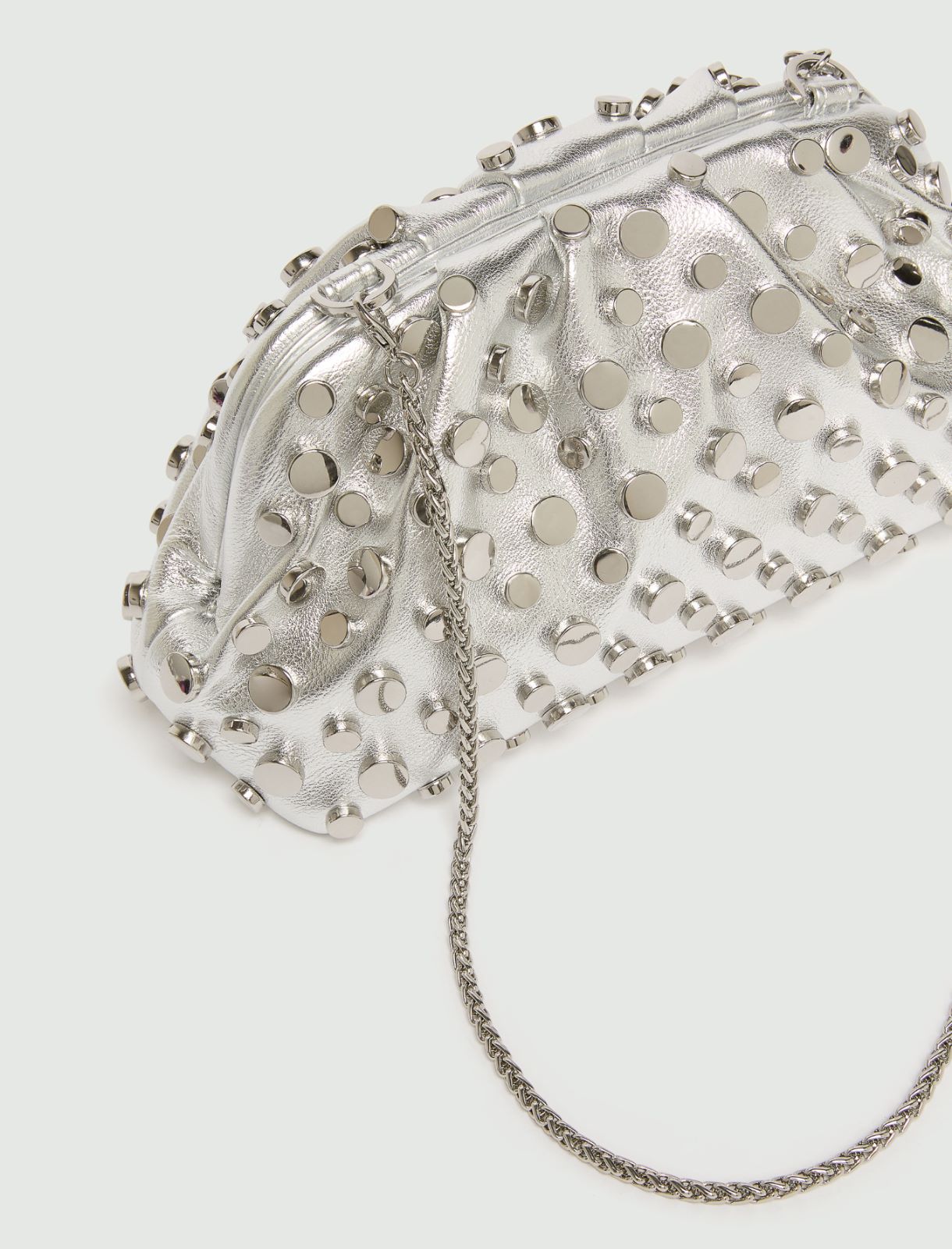 Small deerskin-effect clutch bag with studs - SILVER - Marella - 3