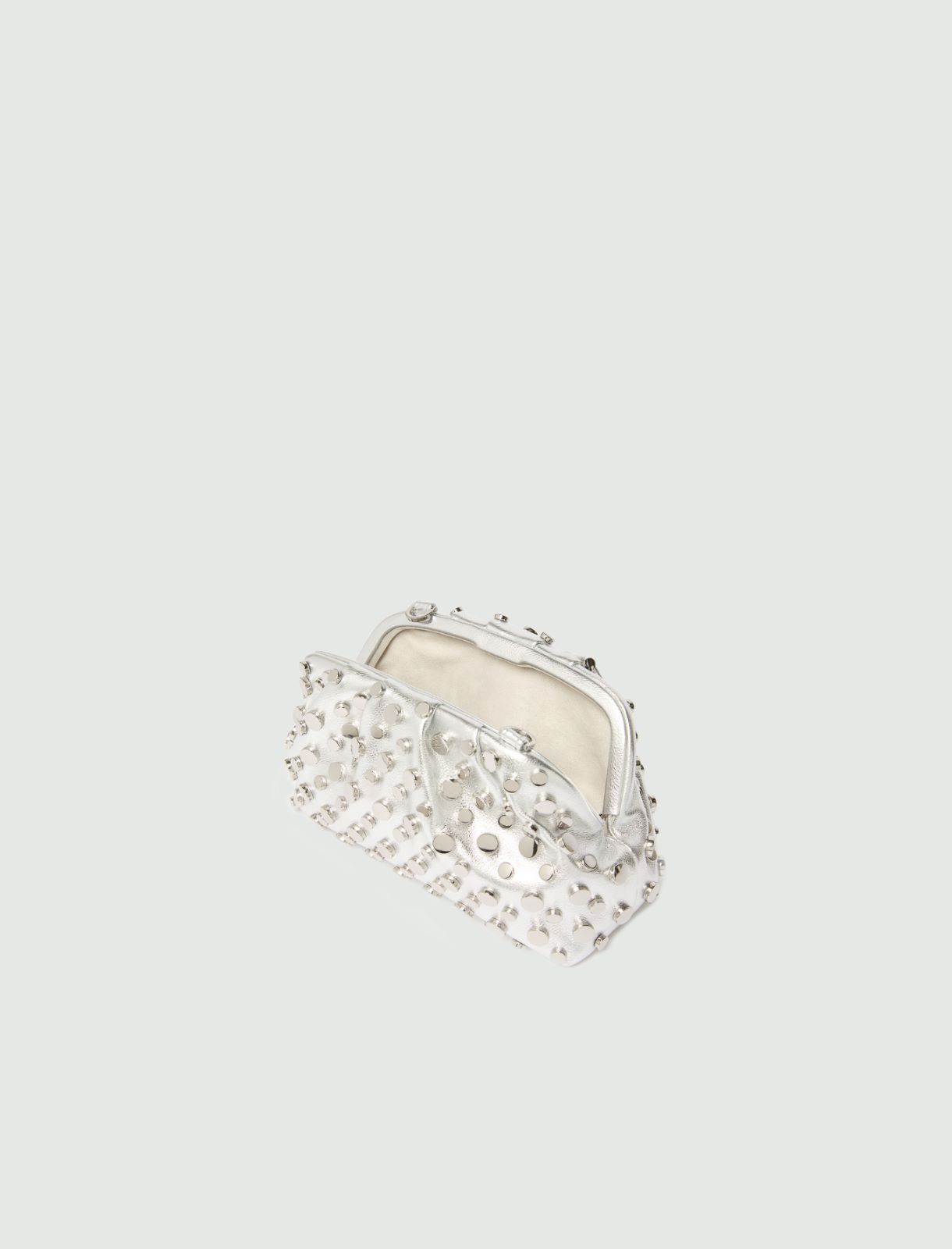 Small deerskin-effect clutch bag with studs - SILVER - Marella - 5