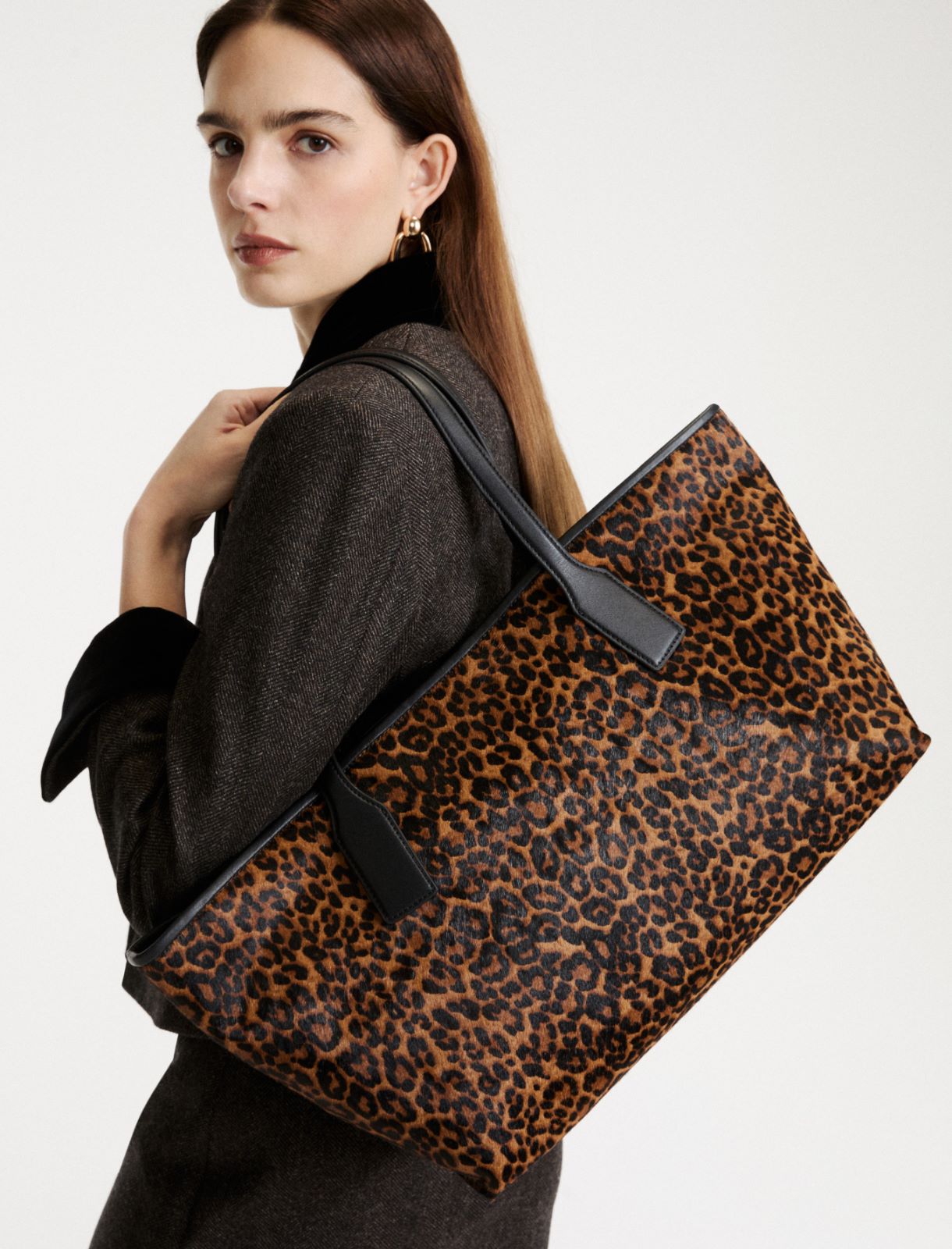 Animal-print pony-hair effect shopper bag - TOBACCO - Marella - 4