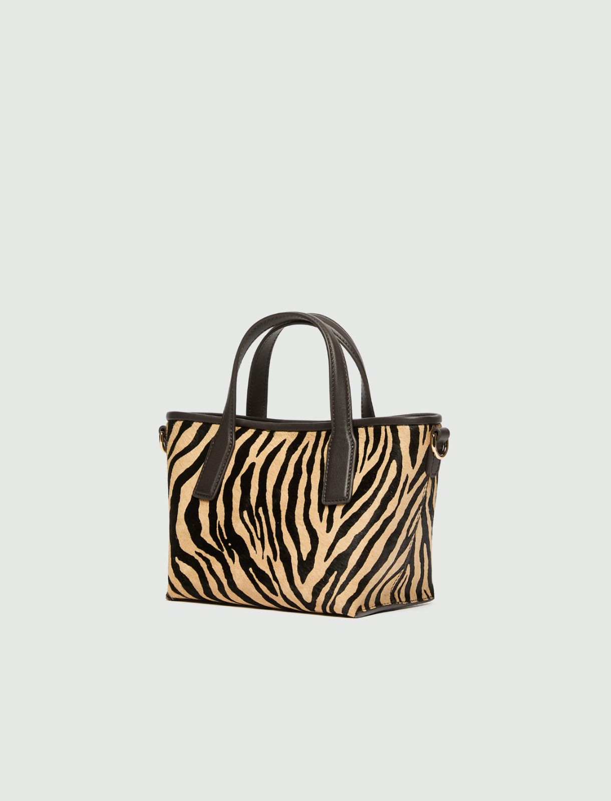 Small zebra-print pony hair-effect leather shopper bag - BEIGE - Marella - 2