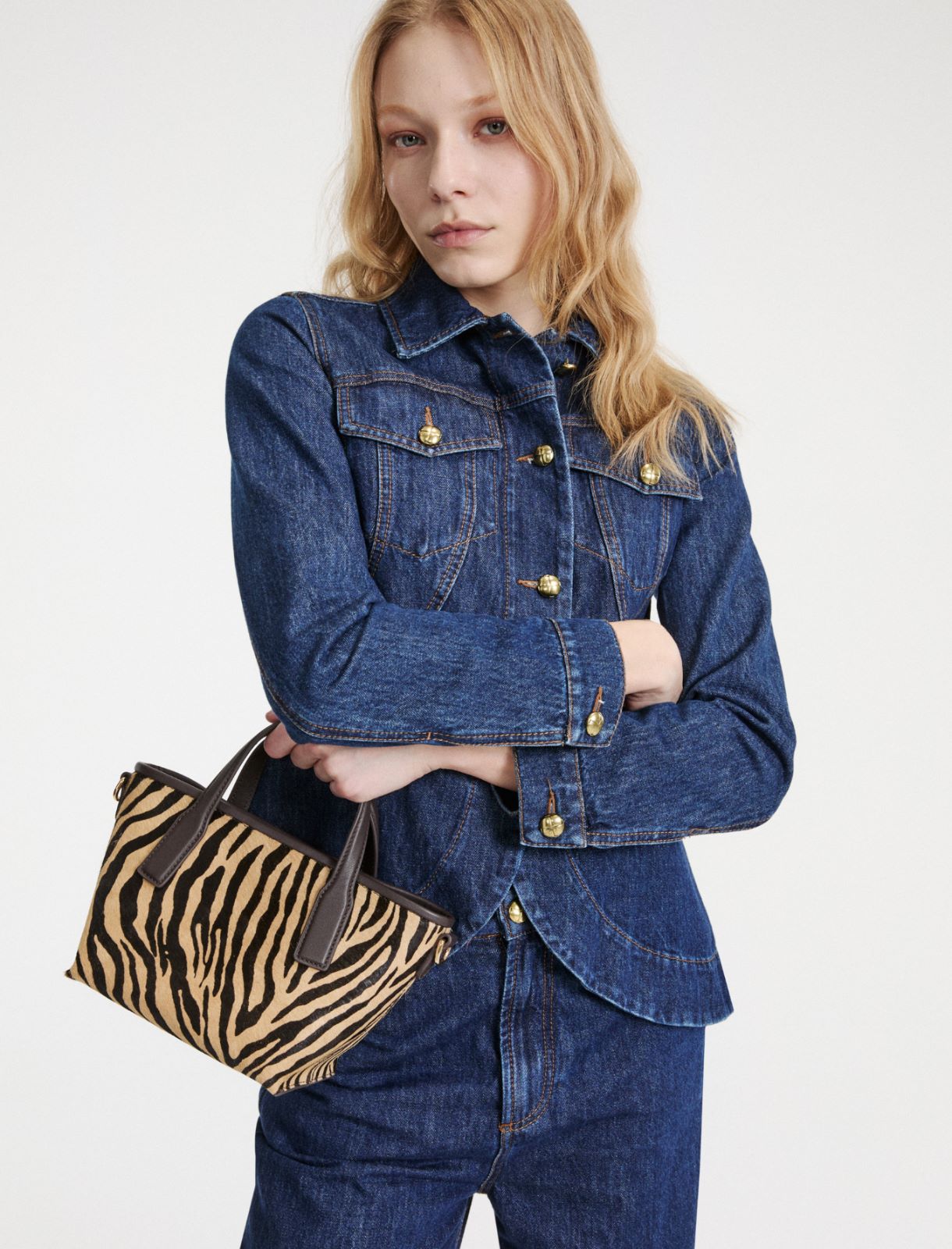 Small zebra-print pony hair-effect leather shopper bag - BEIGE - Marella - 4
