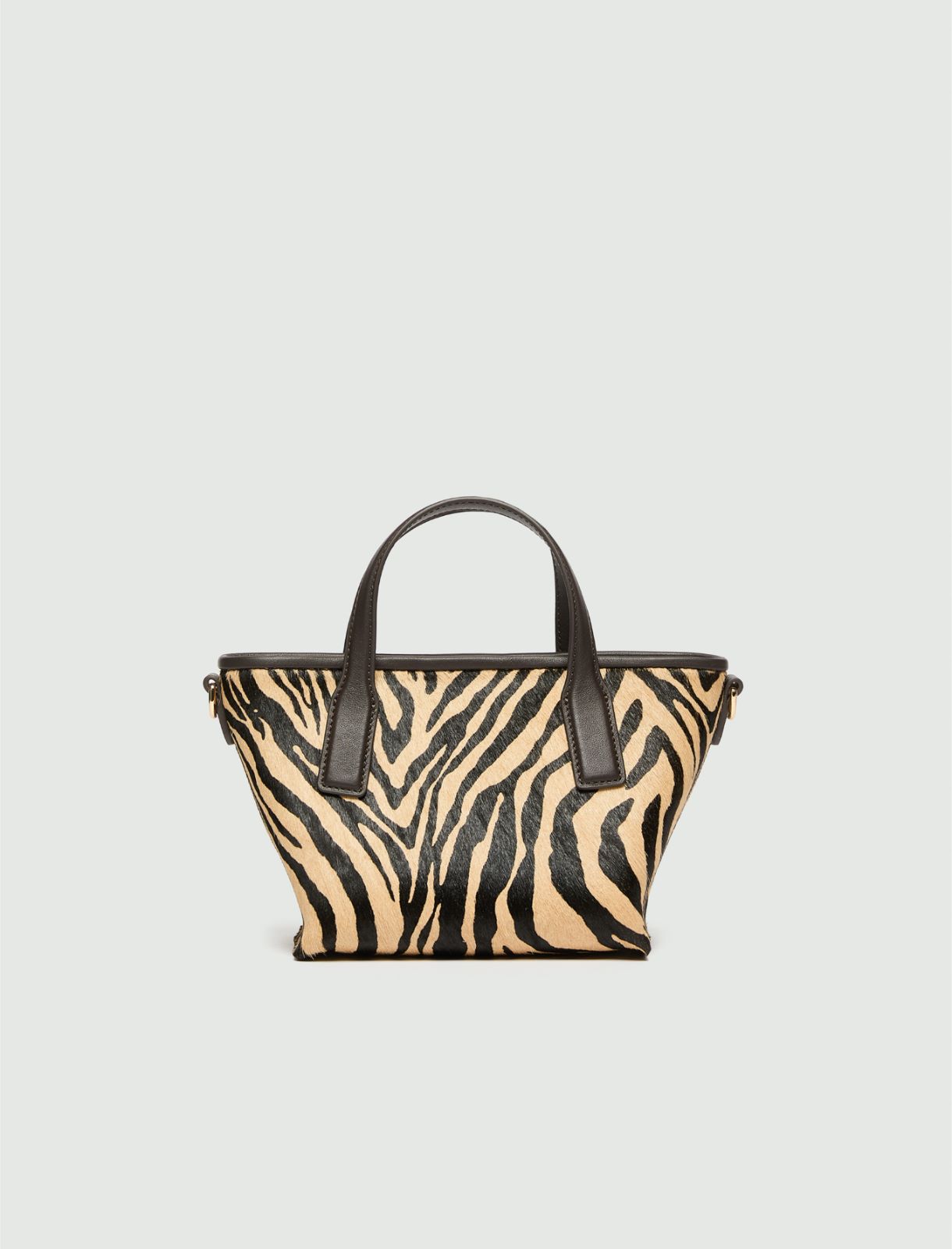 Small zebra-print pony hair-effect leather shopper bag - BEIGE - Marella