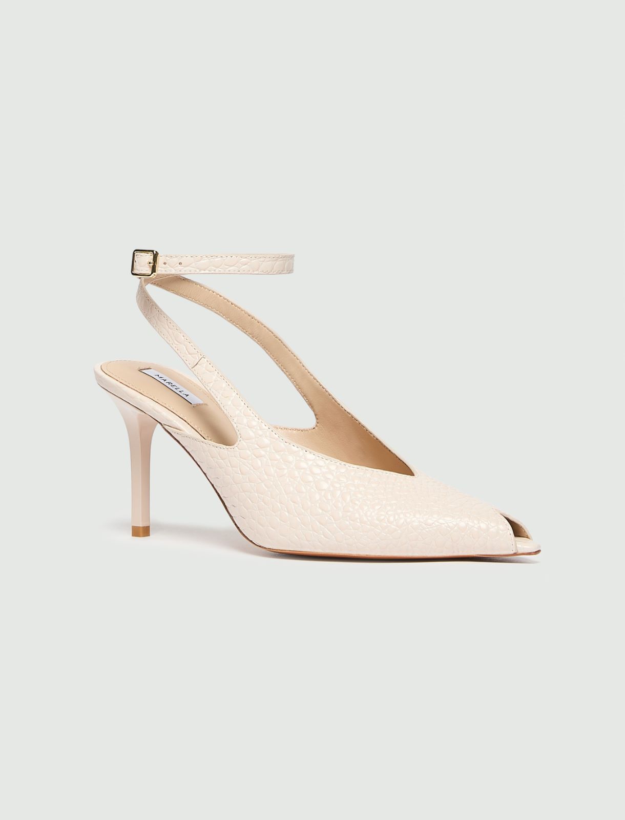 Slingback aus Leder in Kroko-Optik - ELFENBEINFARBEN - Marella - 2