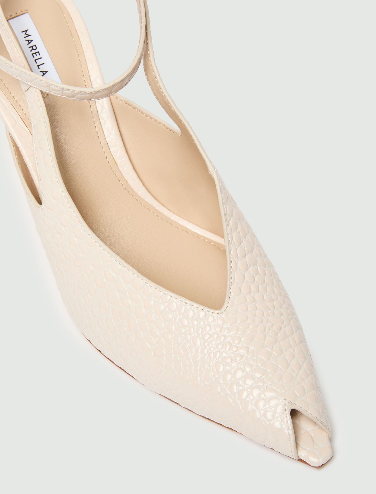 Slingback aus Leder in Kroko-Optik - ELFENBEINFARBEN - Marella - 4