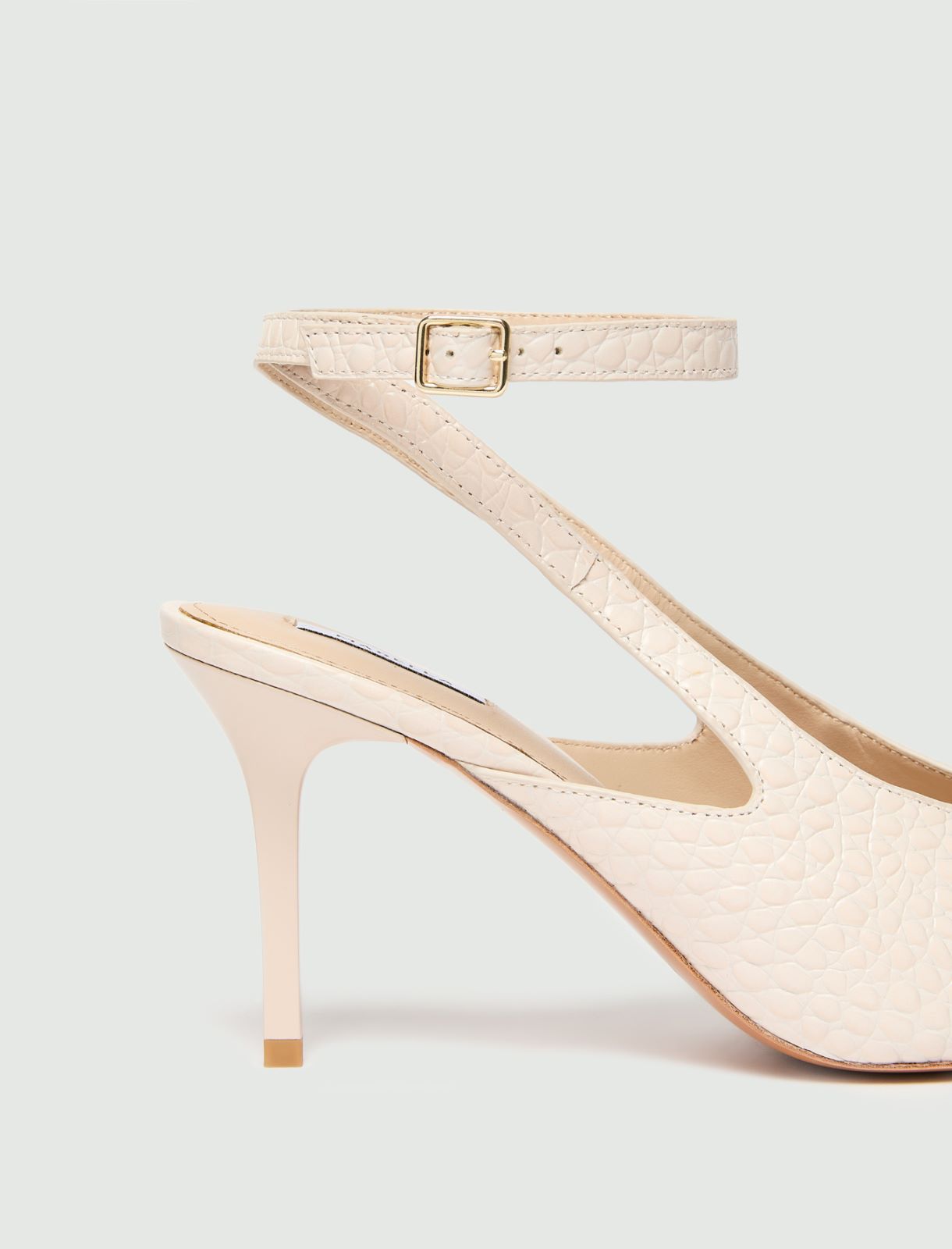 Slingback aus Leder in Kroko-Optik - ELFENBEINFARBEN - Marella - 6