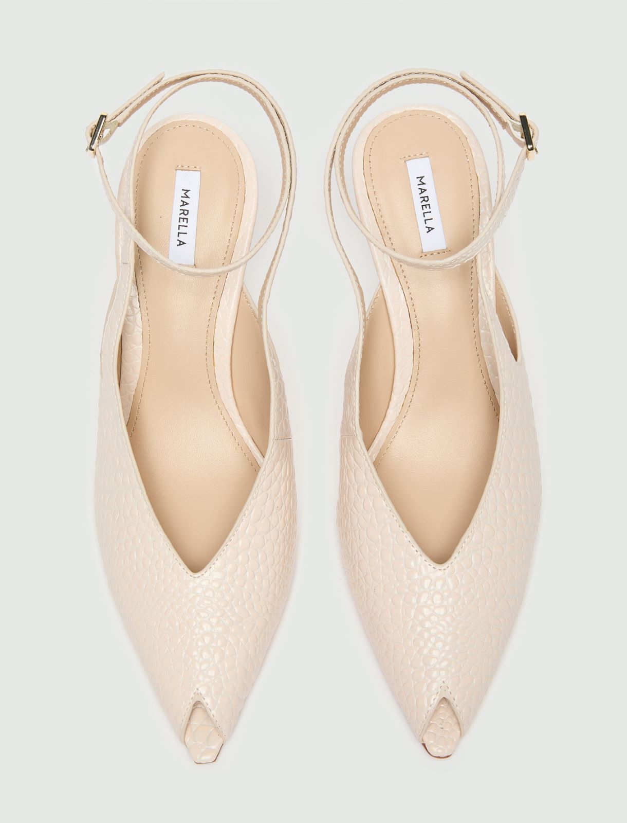 Slingback aus Leder in Kroko-Optik - ELFENBEINFARBEN - Marella - 7