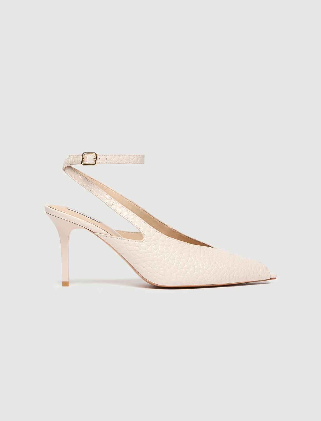 Slingback aus Leder in Kroko-Optik - ELFENBEINFARBEN - Marella