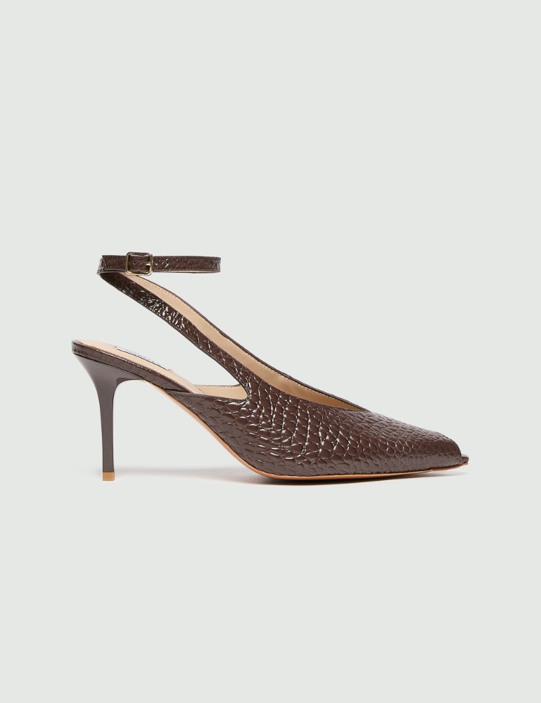 Slingback aus Leder in Kroko-Optik - Marella