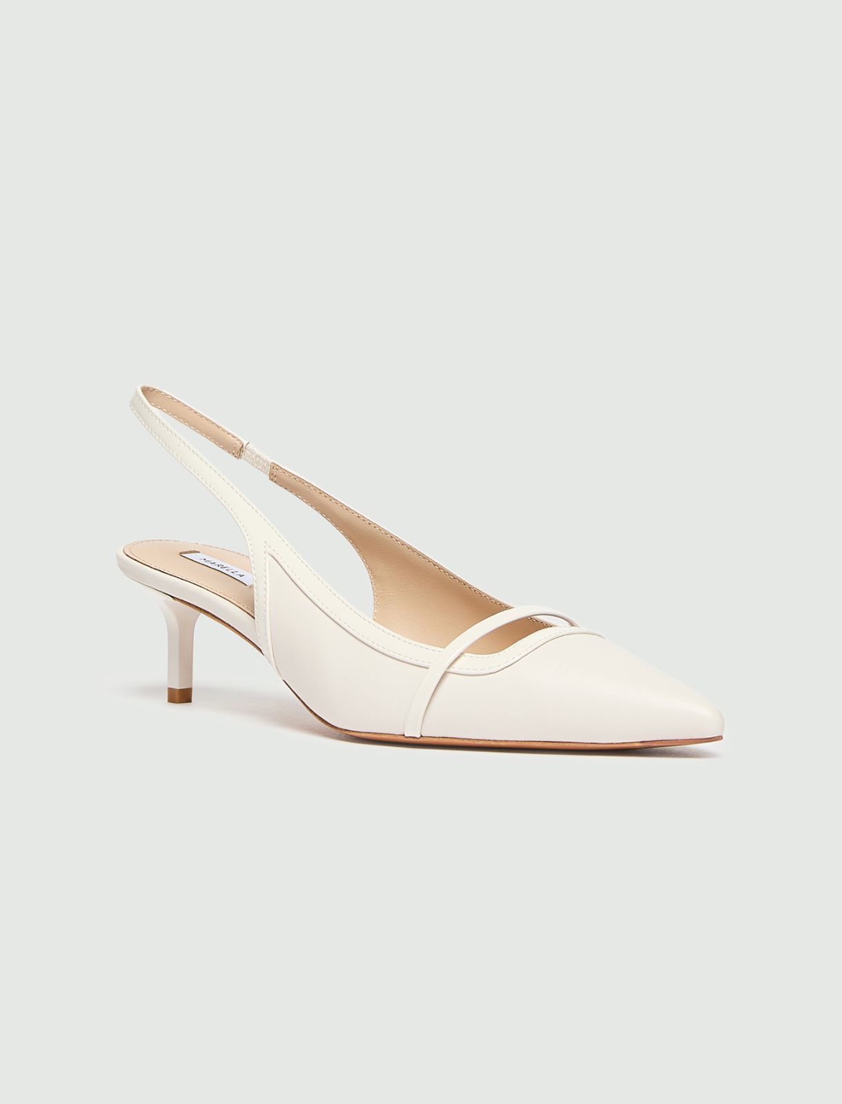 Leather slingback with patent leather details - IVORY - Marella - 2