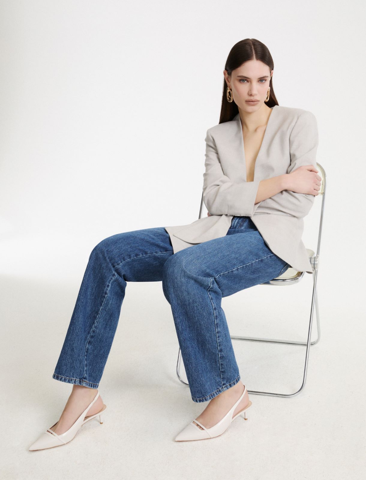 Leather slingback with patent leather details - IVORY - Marella - 5