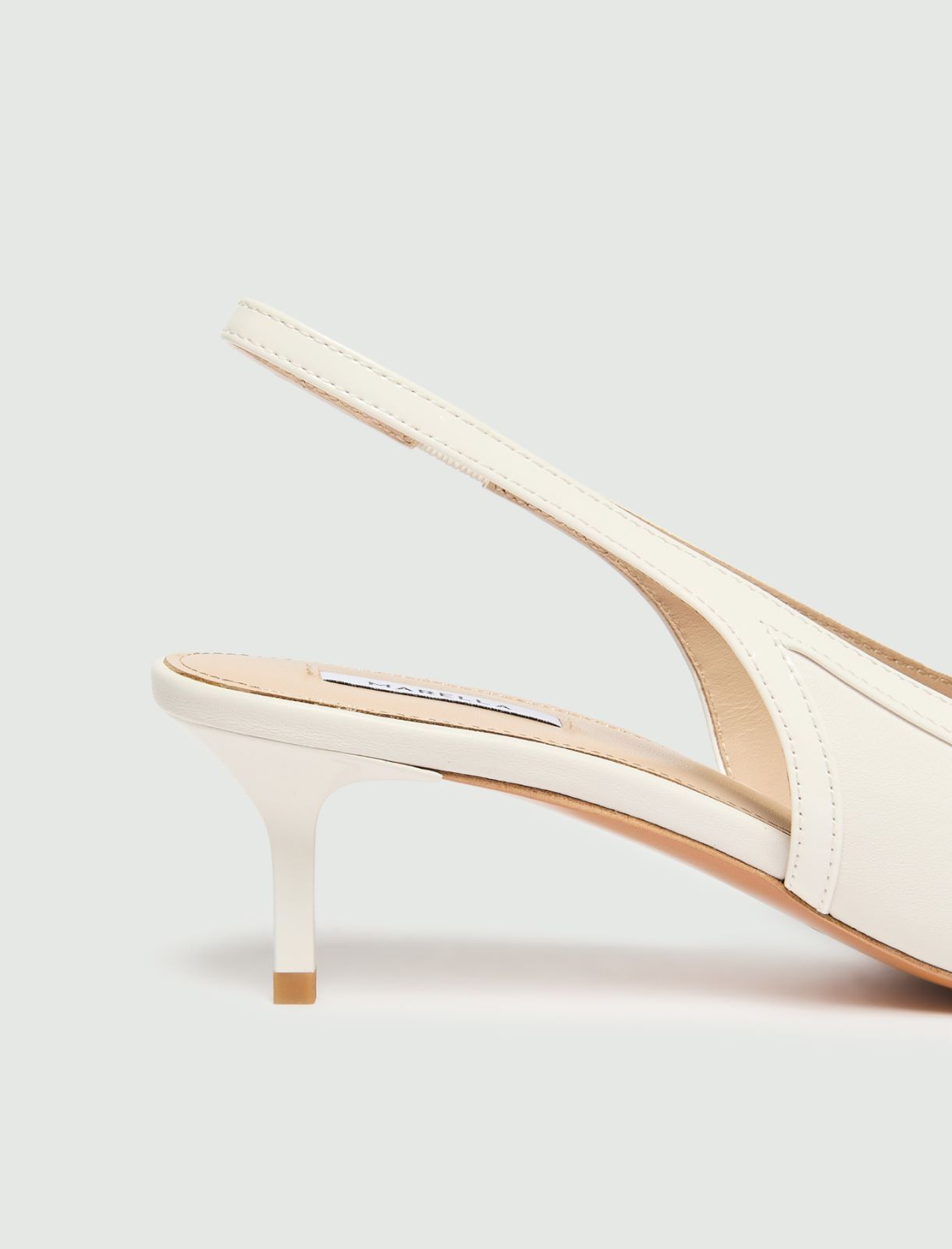 Leather slingback with patent leather details - IVORY - Marella - 6