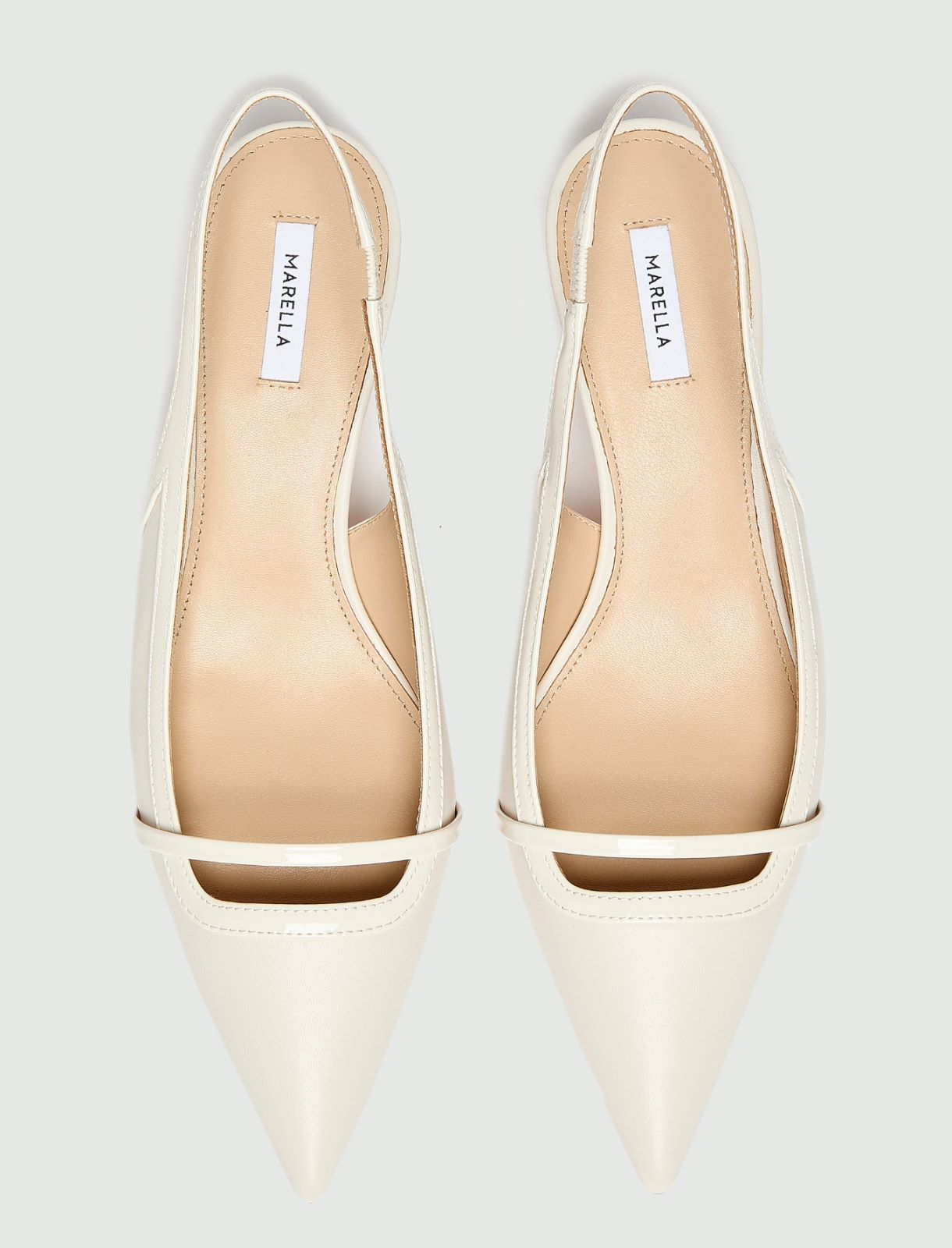 Leather slingback with patent leather details - IVORY - Marella - 7