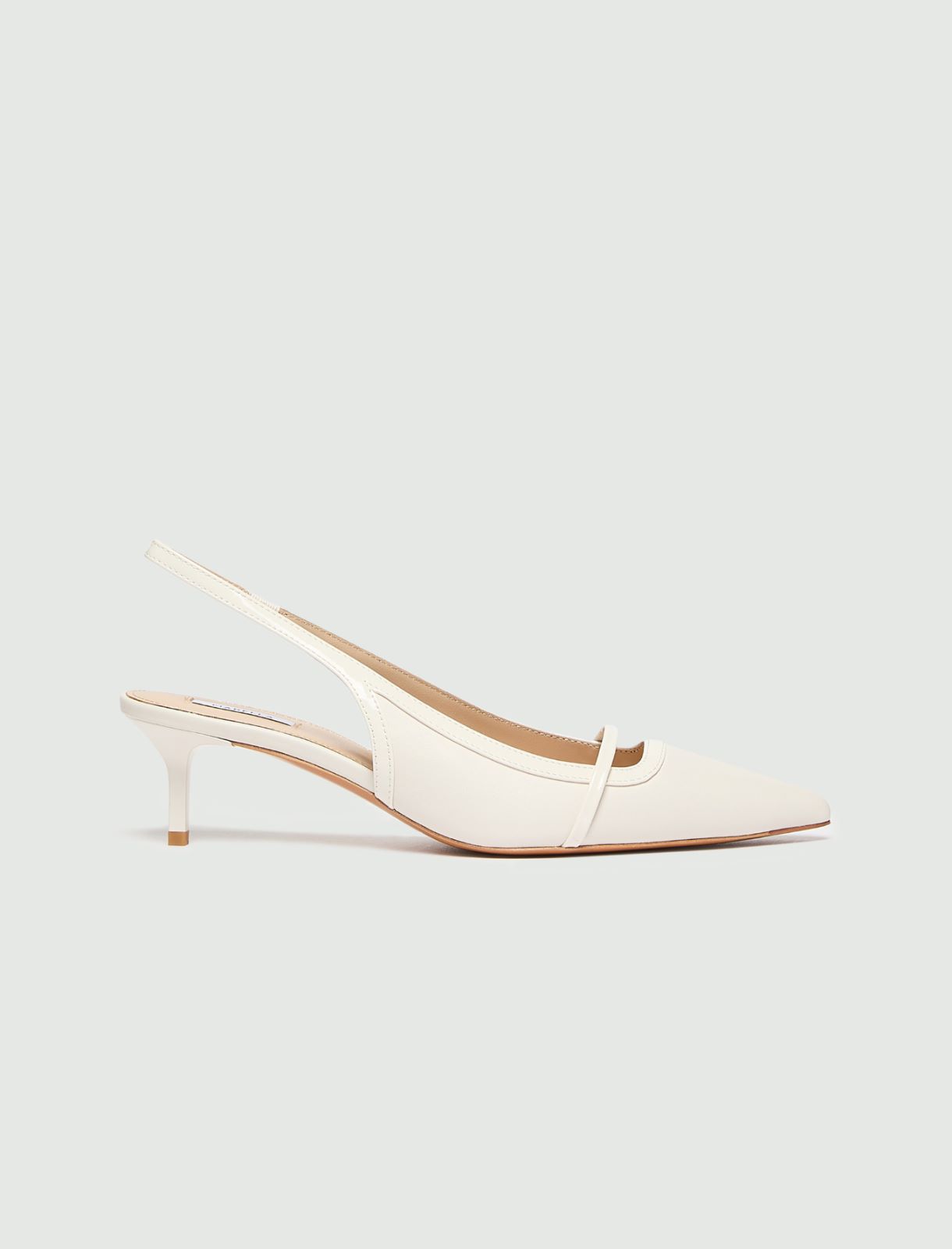 Leather slingback with patent leather details - IVORY - Marella