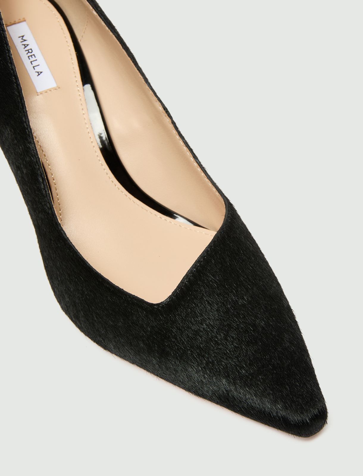Pony-hair effect leather court shoes - BLACK - Marella - 4