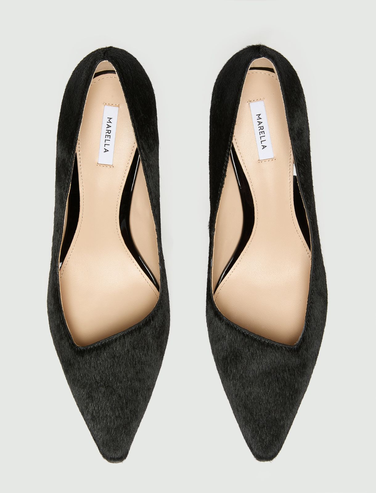 Pony-hair effect leather court shoes - BLACK - Marella - 7