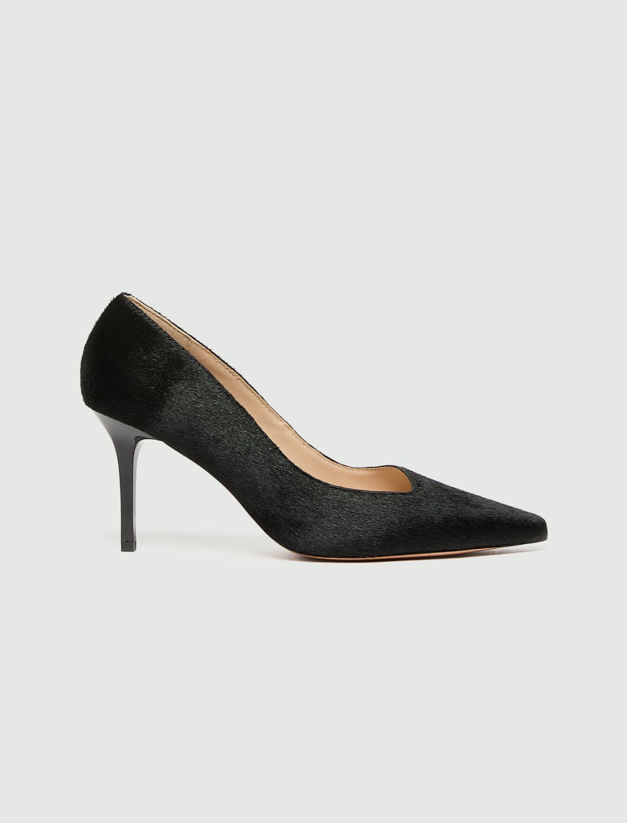 Pony-hair effect leather court shoes - BLACK - Marella