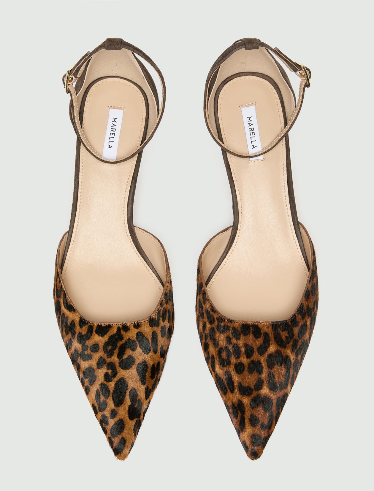 Open-sided pony-effect leather court shoes - TOBACCO - Marella - 7