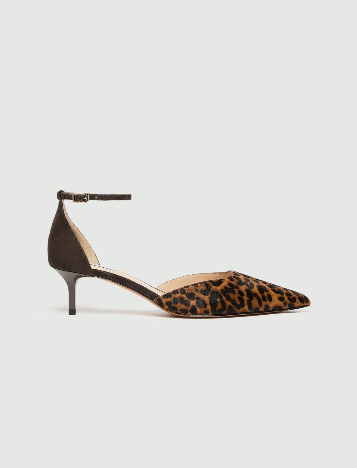Open-sided pony-effect leather court shoes - TOBACCO - Marella