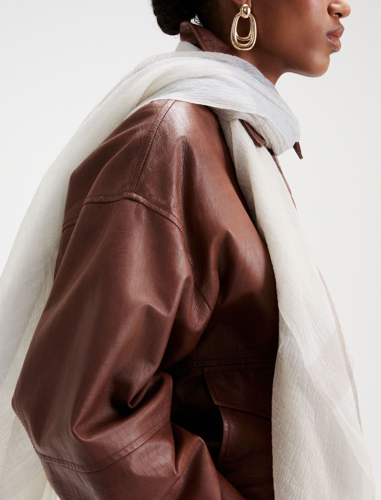 Maxi-check pure wool stole - CREAM - Marella - 3