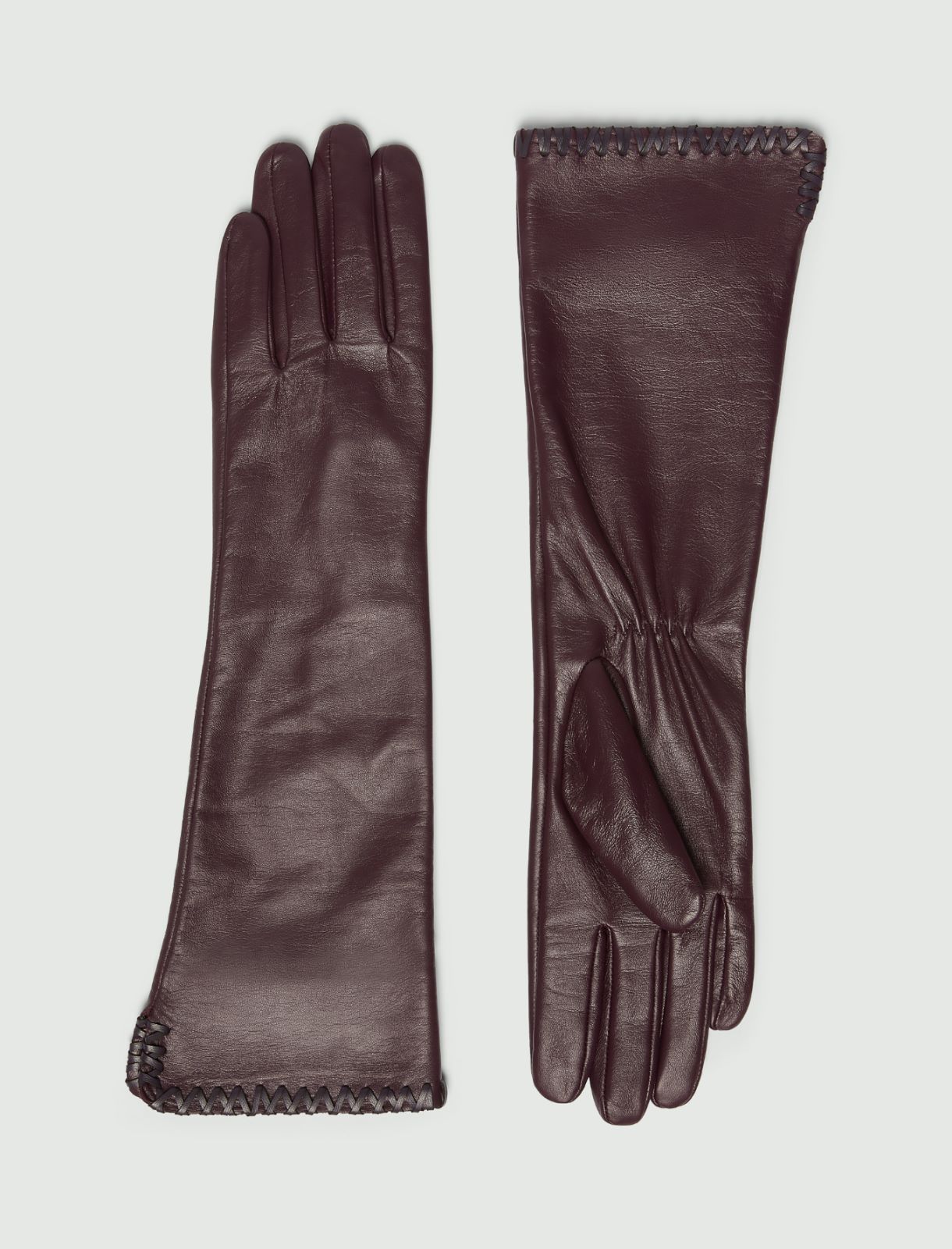 Long nappa leather gloves - BLACKBERRY - Marella