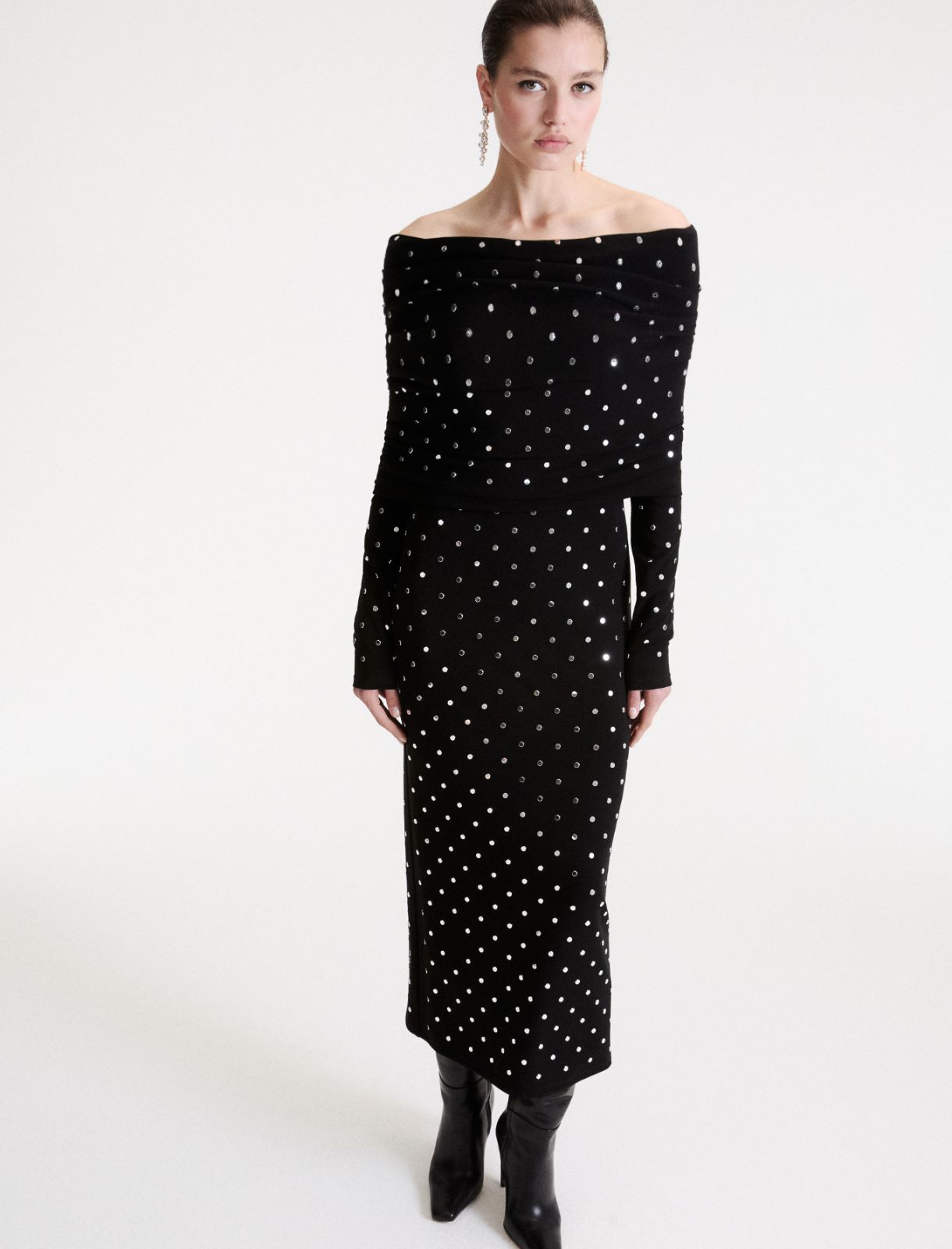 Robe ajustée à micro-clous - NOIR - Marella - 4