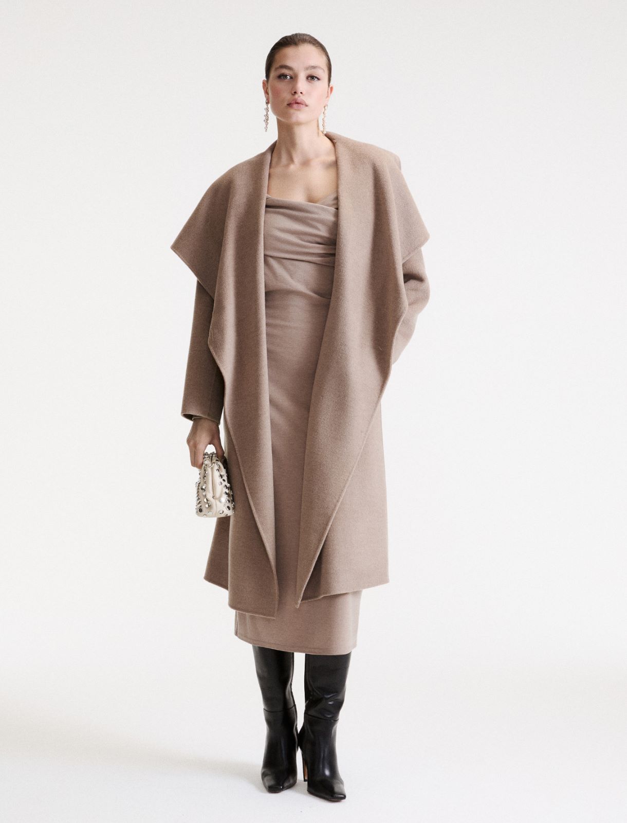 Robe en maille à décolleté croisé - GRIS TOURTERELLE - Marella - 2