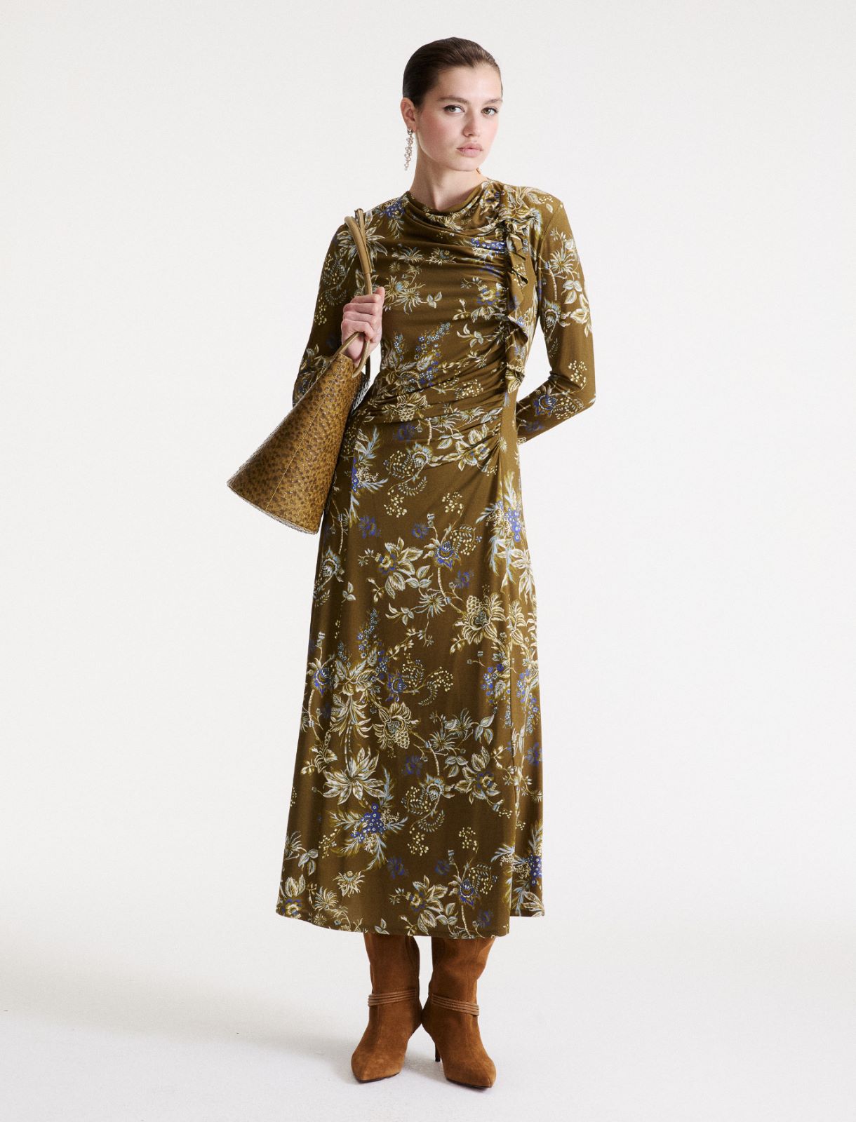 Robe en jersey rehaussée d'un volant - KAKI - Marella - 2