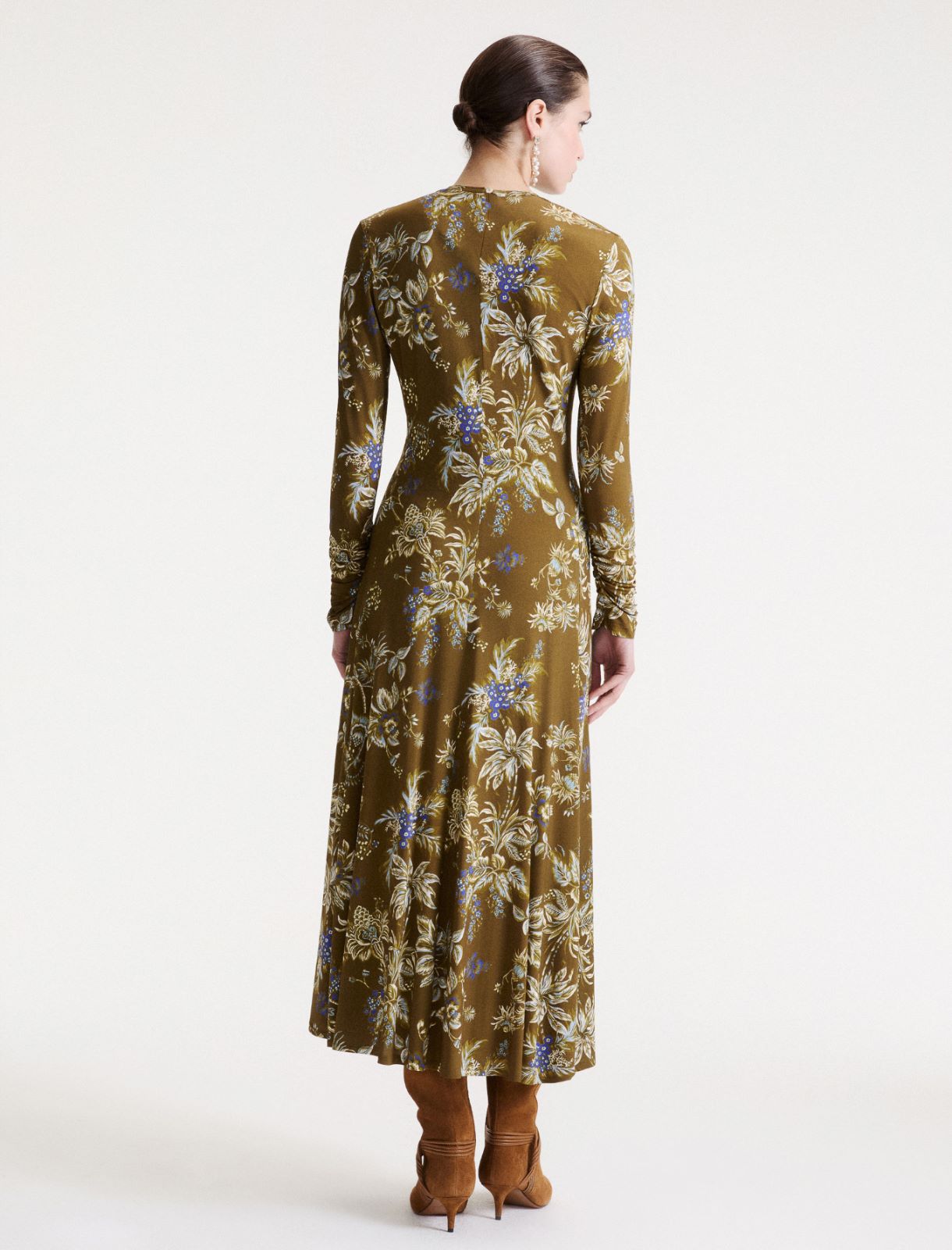 Robe en jersey rehaussée d'un volant - KAKI - Marella - 3