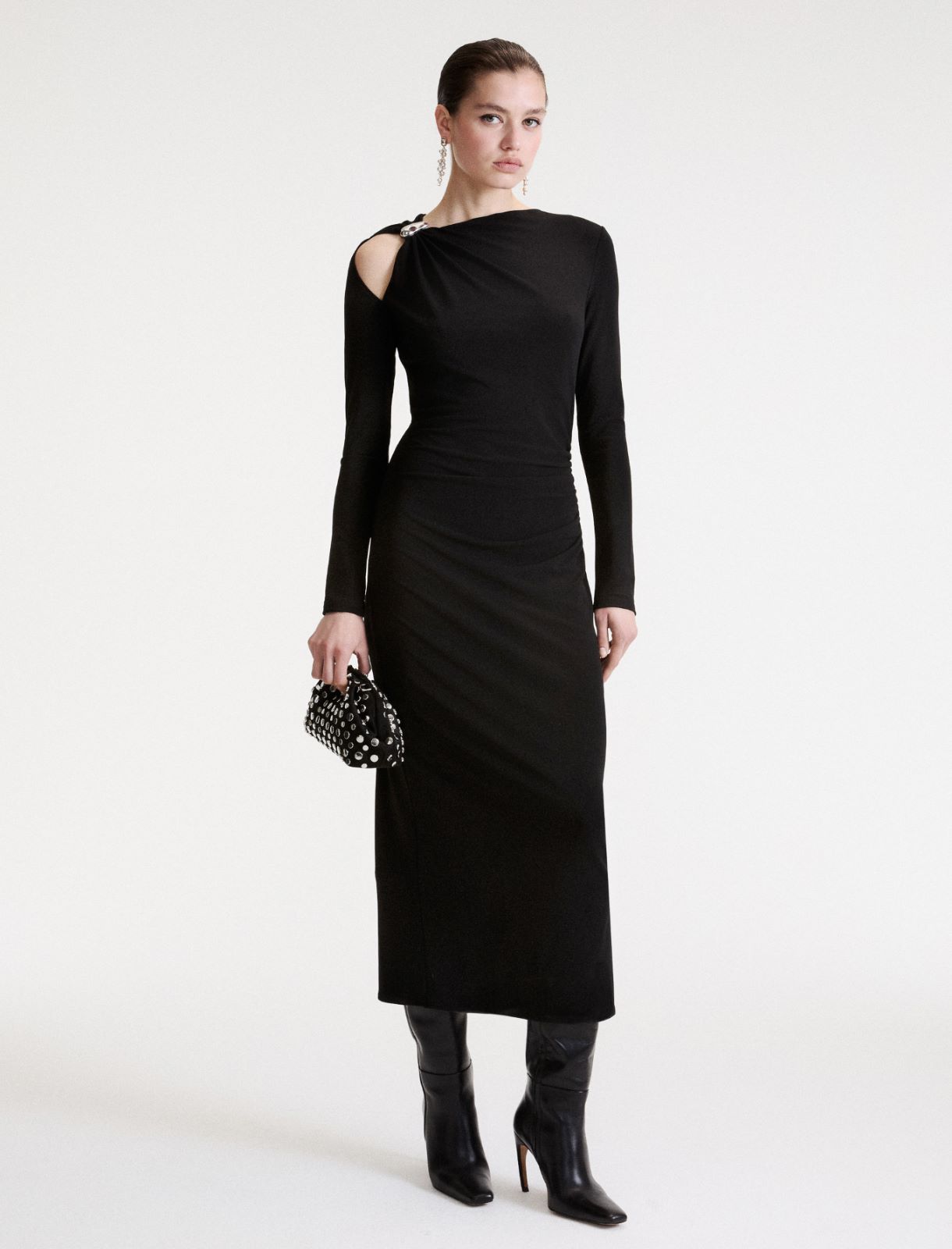 Robe en jersey à détail asymétrique - NOIR - Marella - 2